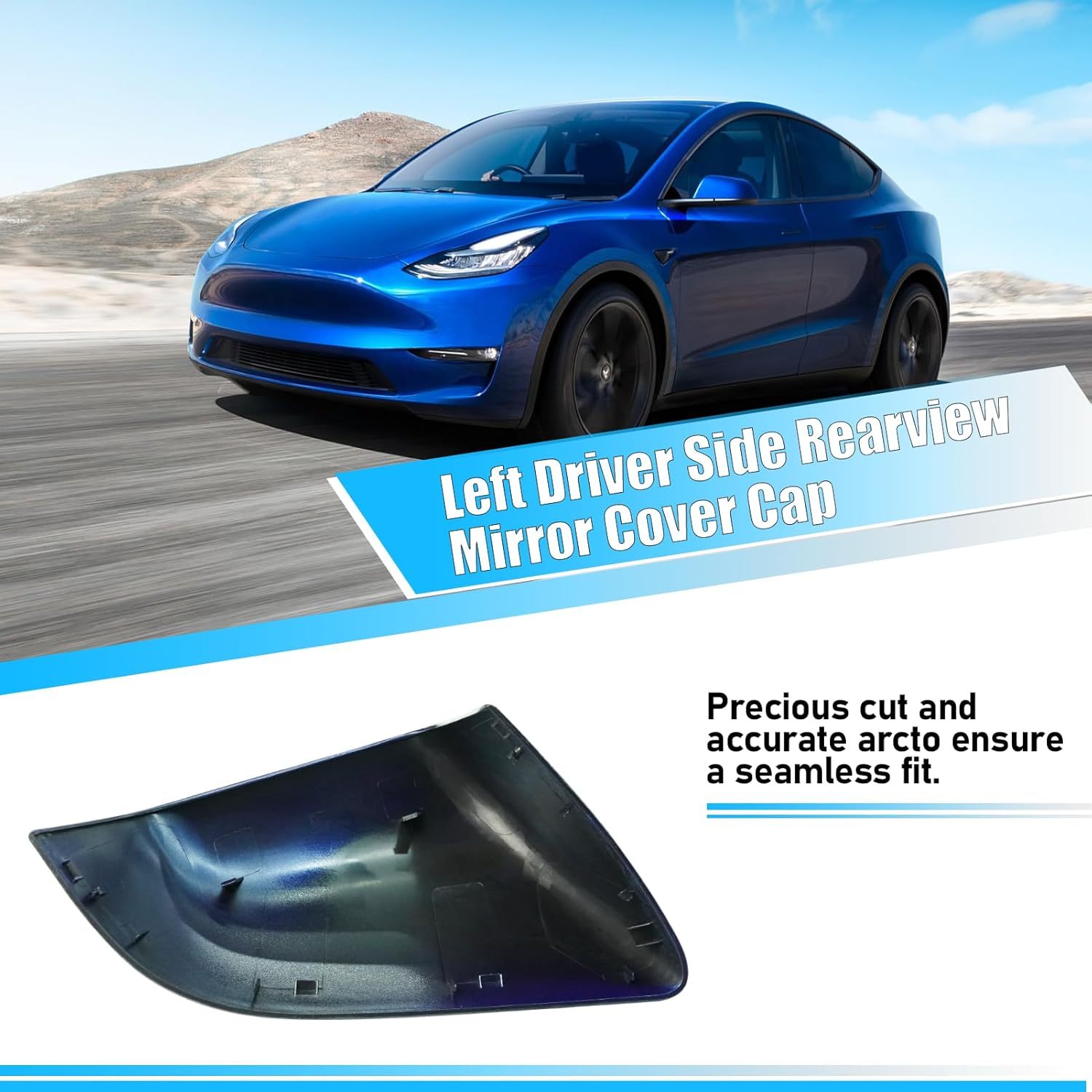 For Tesla Model Y Side Mirror Cover Left Driver Side Replacement | Blue | YDSSTORE