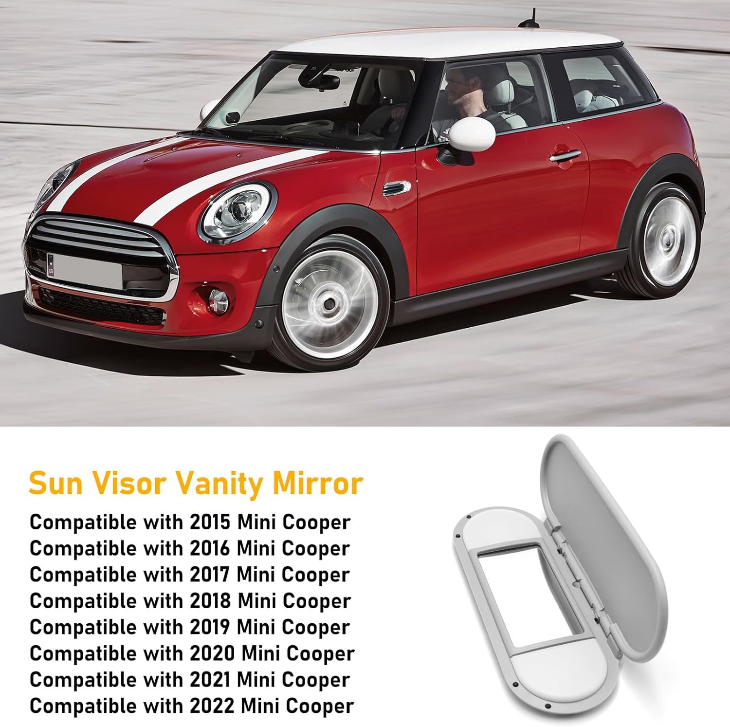 For Gray Mini Cooper Sun Visor Vanity Mirror Cover | Front Illuminated Replacement| YDSSTORE