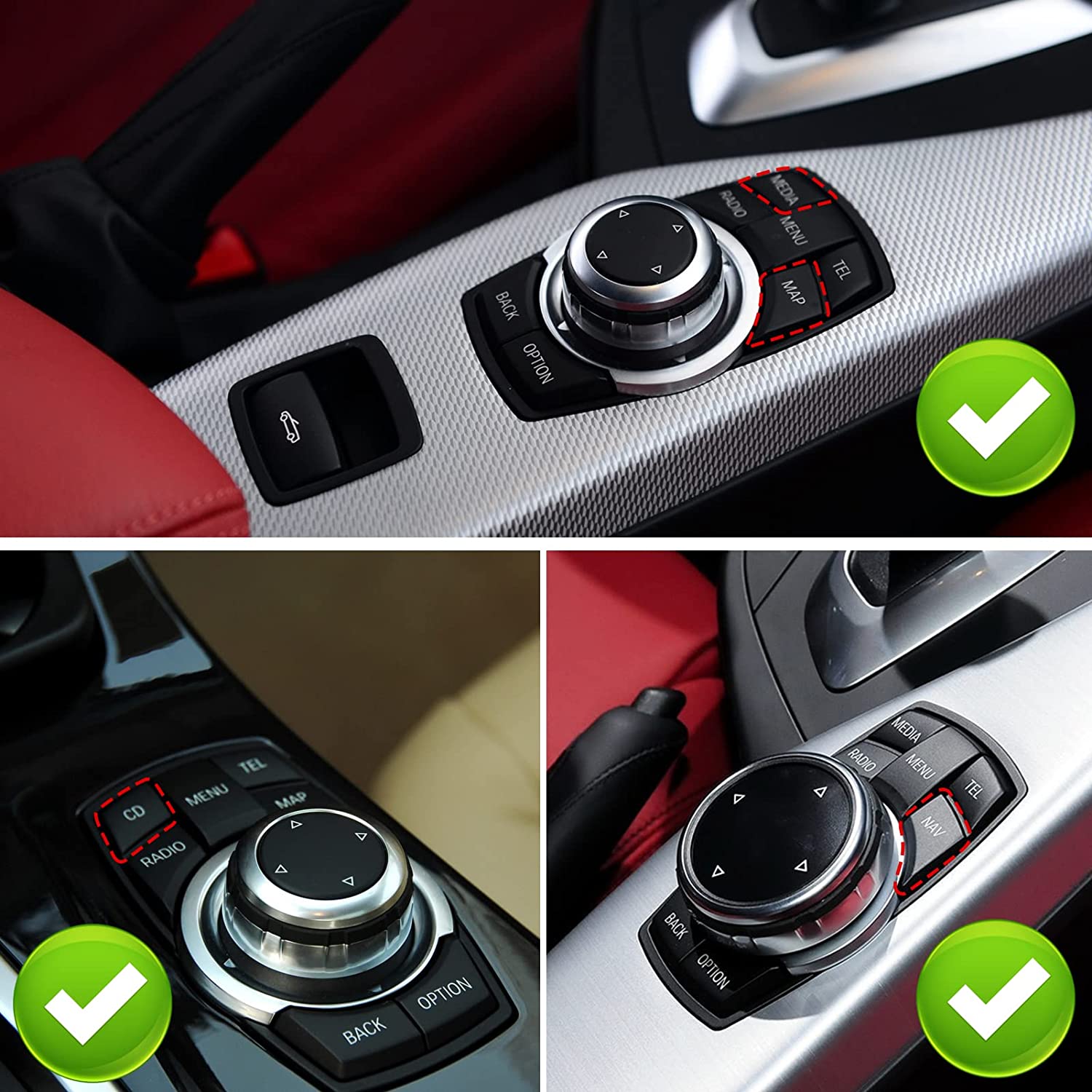 For BMW 1 2 3 4 5 7 X1 X3 X4 Series iDrive Auto Parts Button Covers | 7PCS | YDSSTORE