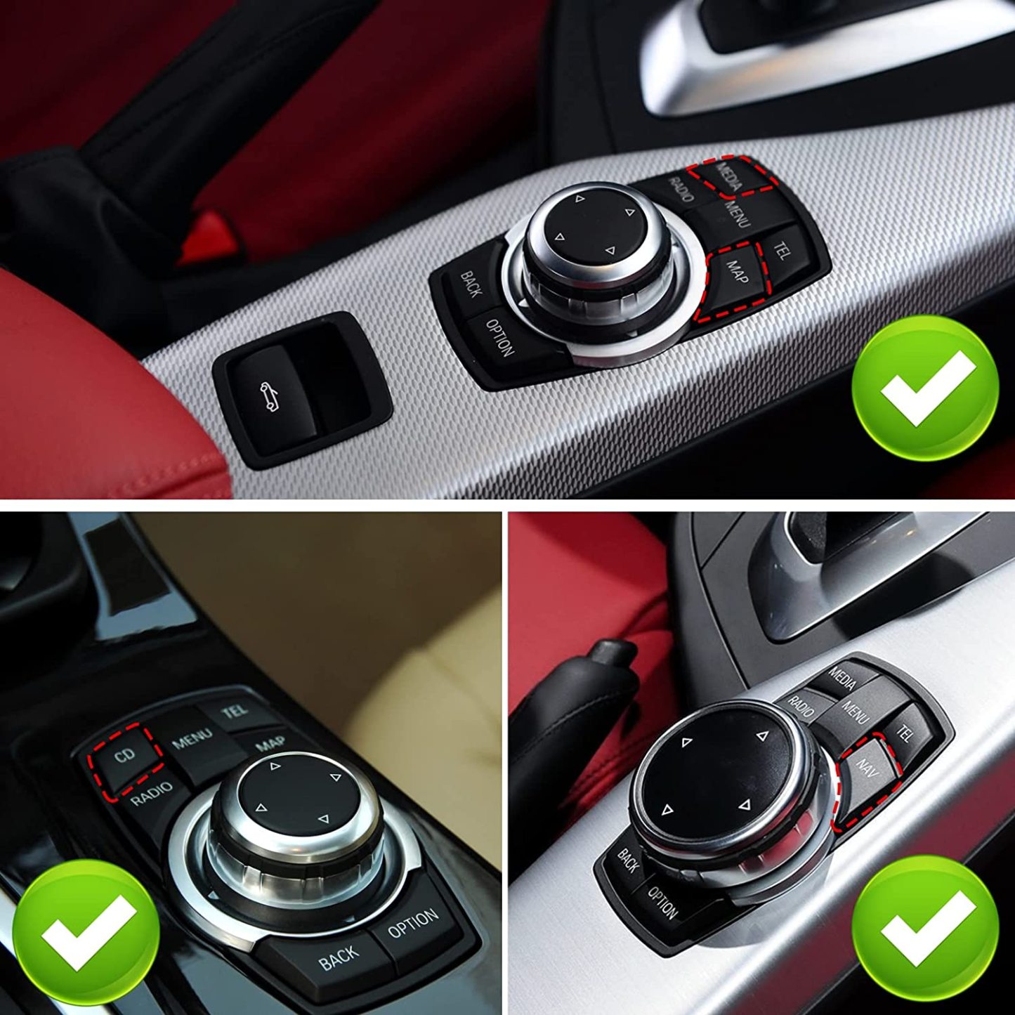 For BMW 1 2 3 4 5 7 X1 X3 X4 Series iDrive Auto Parts Button Covers | 7PCS | YDSSTORE