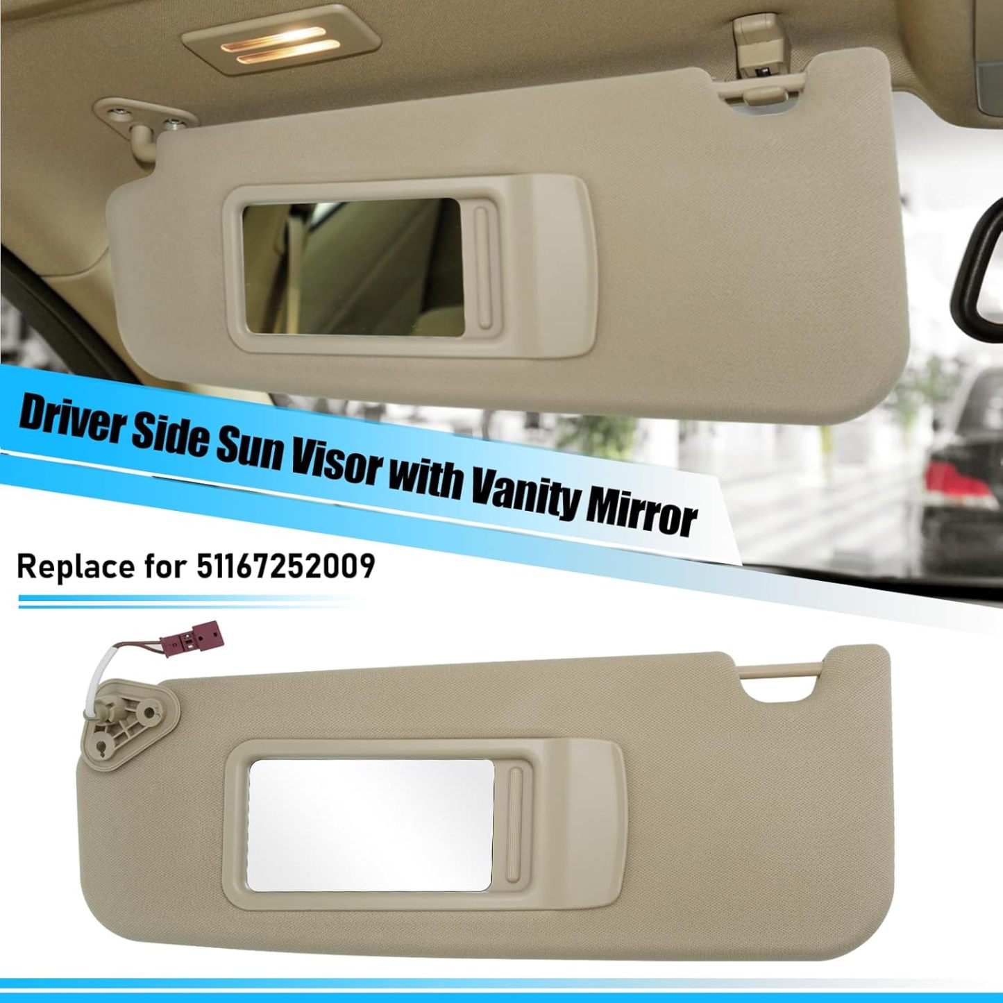 BMW 3 Series & X1 Sun Visor (E90. E91. E84) 2005-2015 | Beige. Left | YDSSTORE