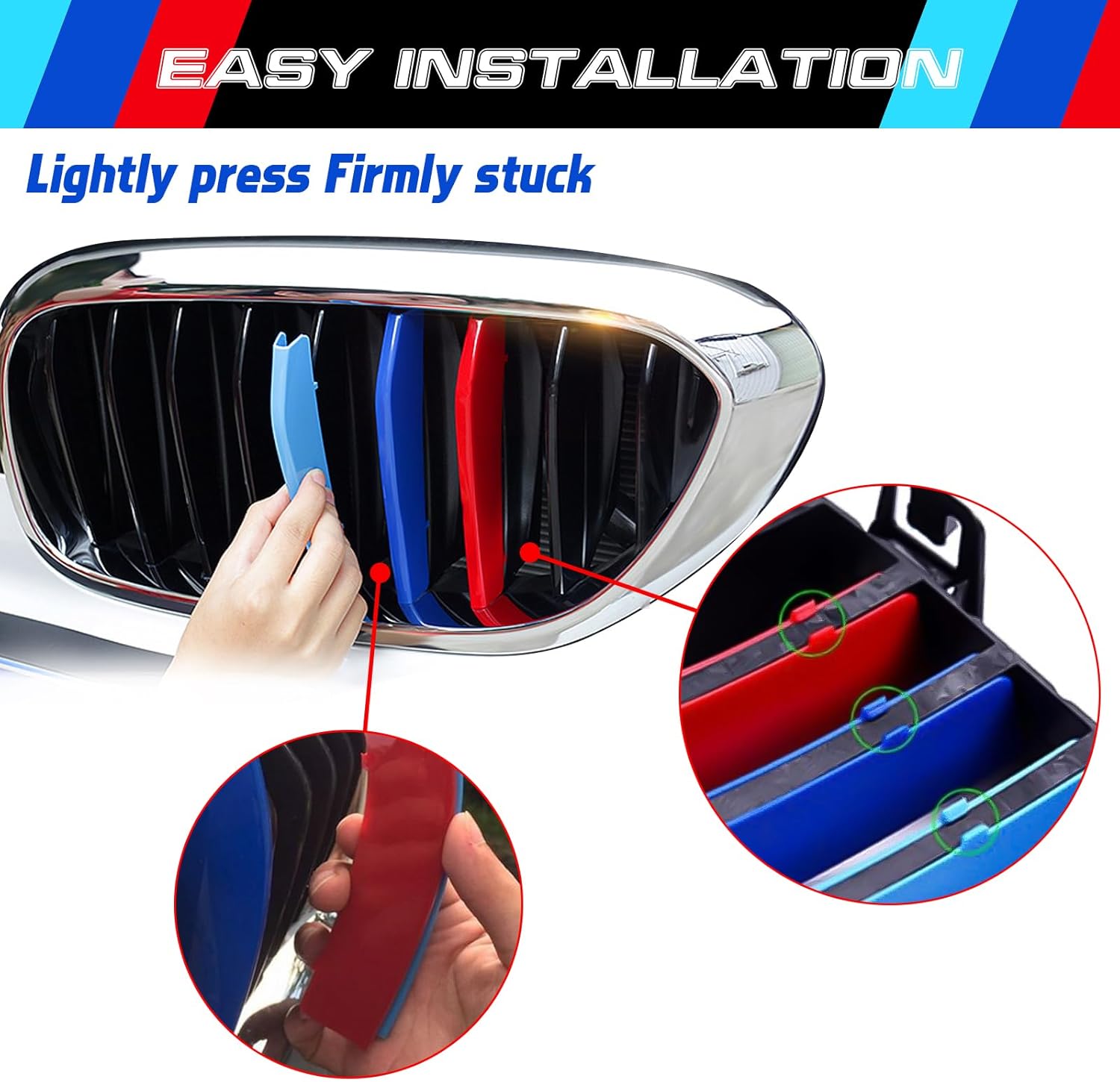 YDSSTORE M-Colored Grille Insert Trim Strips for BMW 5 Series GT F07 (2009-2017) | Compatible with 9-Beam Front Kidney Grilles | Easy Clip-on Installation-autoydsstore
