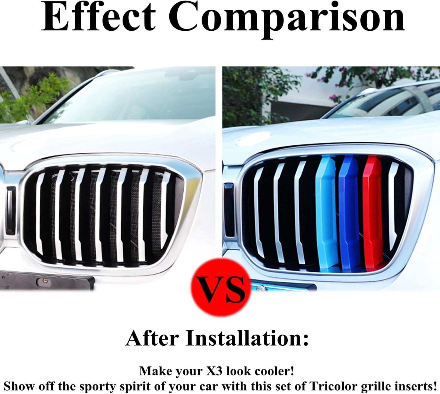 YDSSTORE M-Colored Grille Insert Trim for BMW X3 (2022-2023) | Compatible with Standard Kidney Grille (Not for 2022 X3 M40i)-autoydsstore