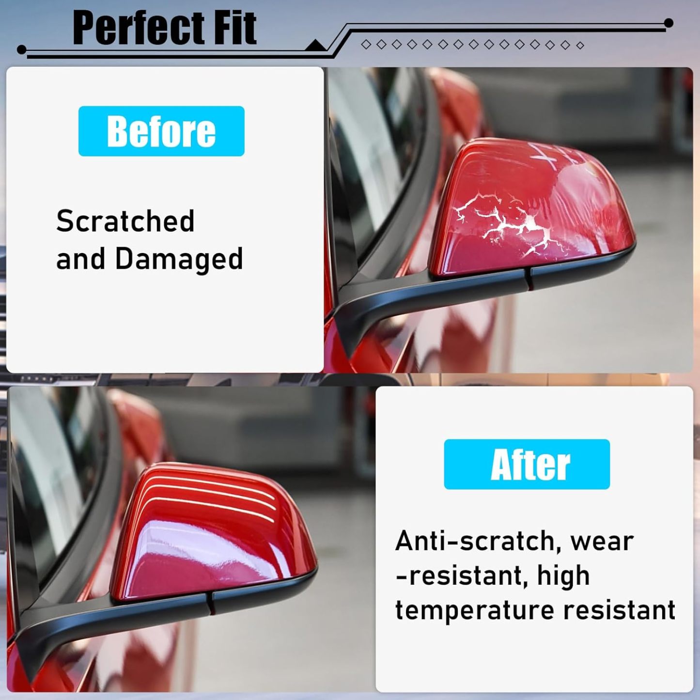 YDSSTORE Compatible with Tesla Model 3 Side Mirror Cover Replacement 2017 2018 2019 2020 2021 2022 2023 2024. Driver Side Rear View Mirror Cover. Door Mirror Cover Caps for Model 3 Accessories(Red)-autoydsstore