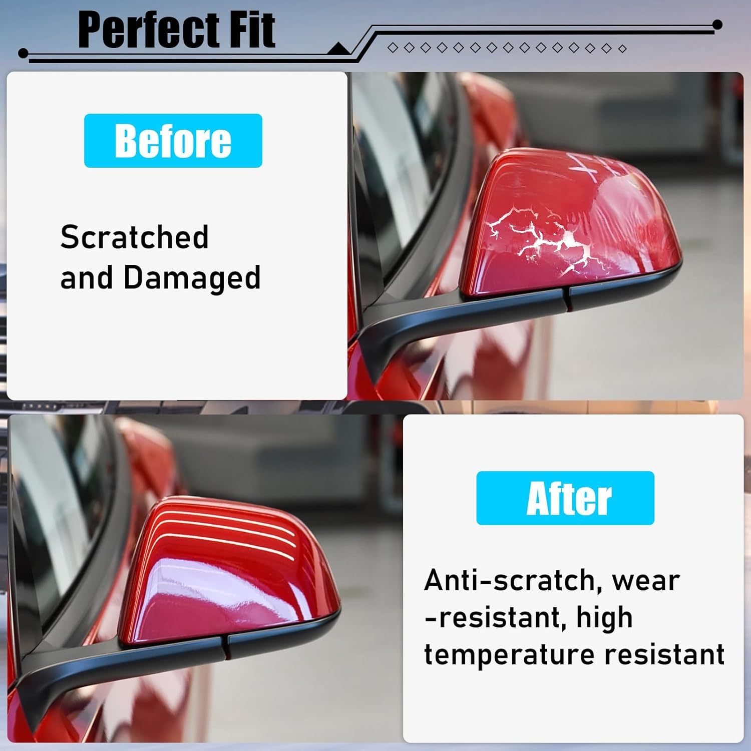 YDSSTORE Compatible with Tesla Model 3 Side Mirror Cover Replacement 2017 2018 2019 2020 2021 2022 2023 2024. Driver Side Rear View Mirror Cover. Door Mirror Cover Caps for Model 3 Accessories(Red)-autoydsstore