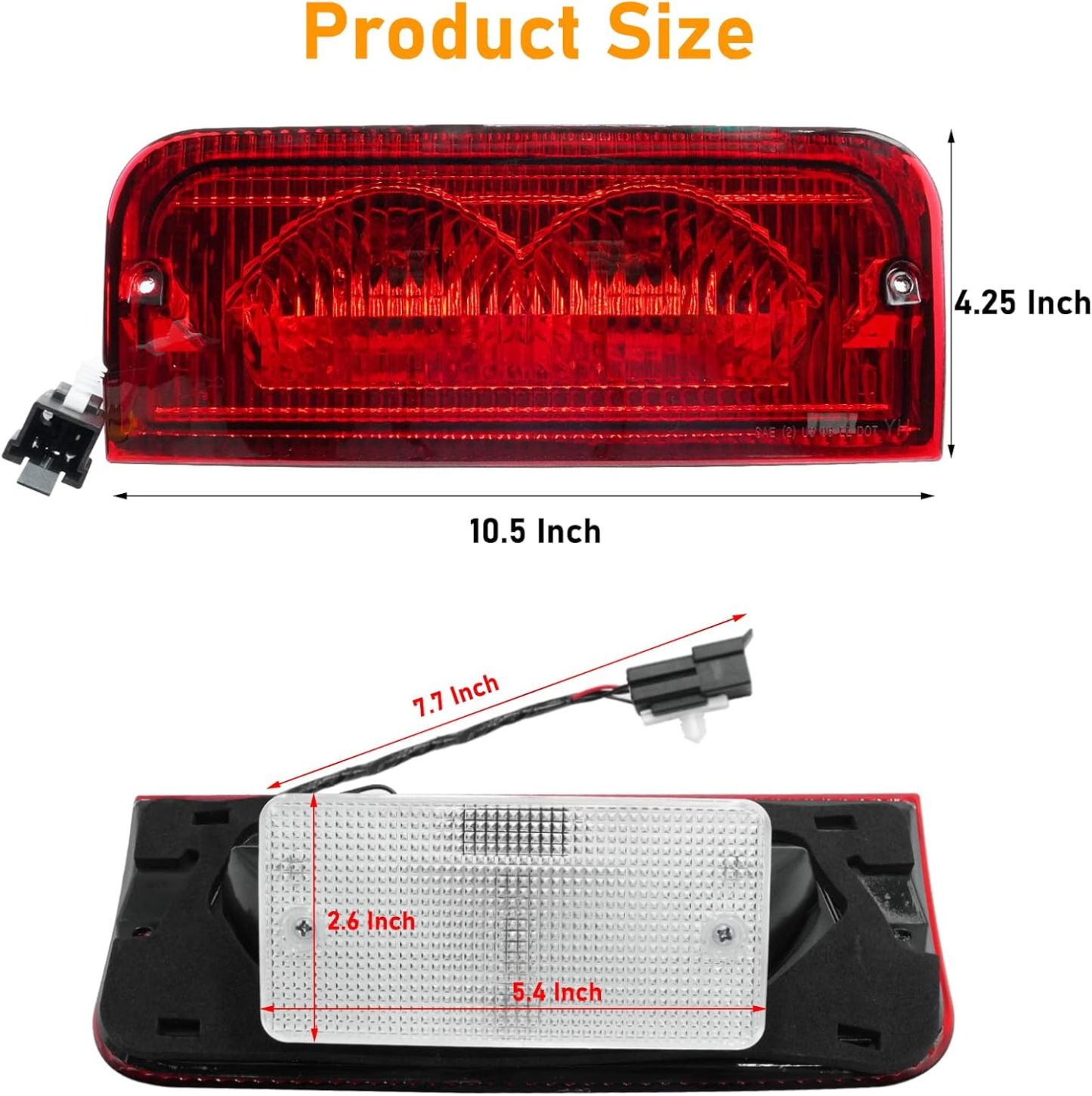 Ford E150-E450 Econoline 2007-2014 3rd Brake Light w/Indoor Lamp & Molded Headliner| YDSSTORE