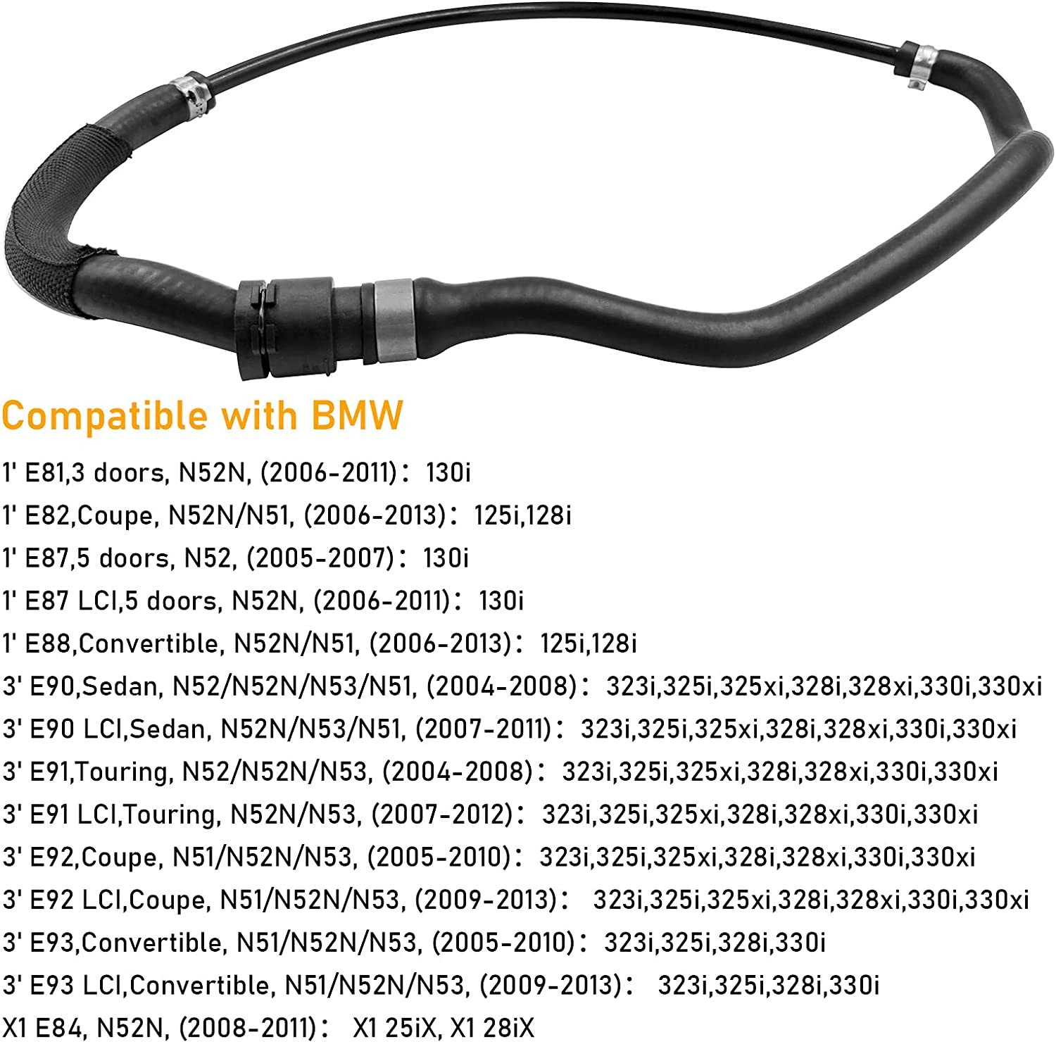 For BMW 1'/3' Upper Radiator Hose | YDSSTORE