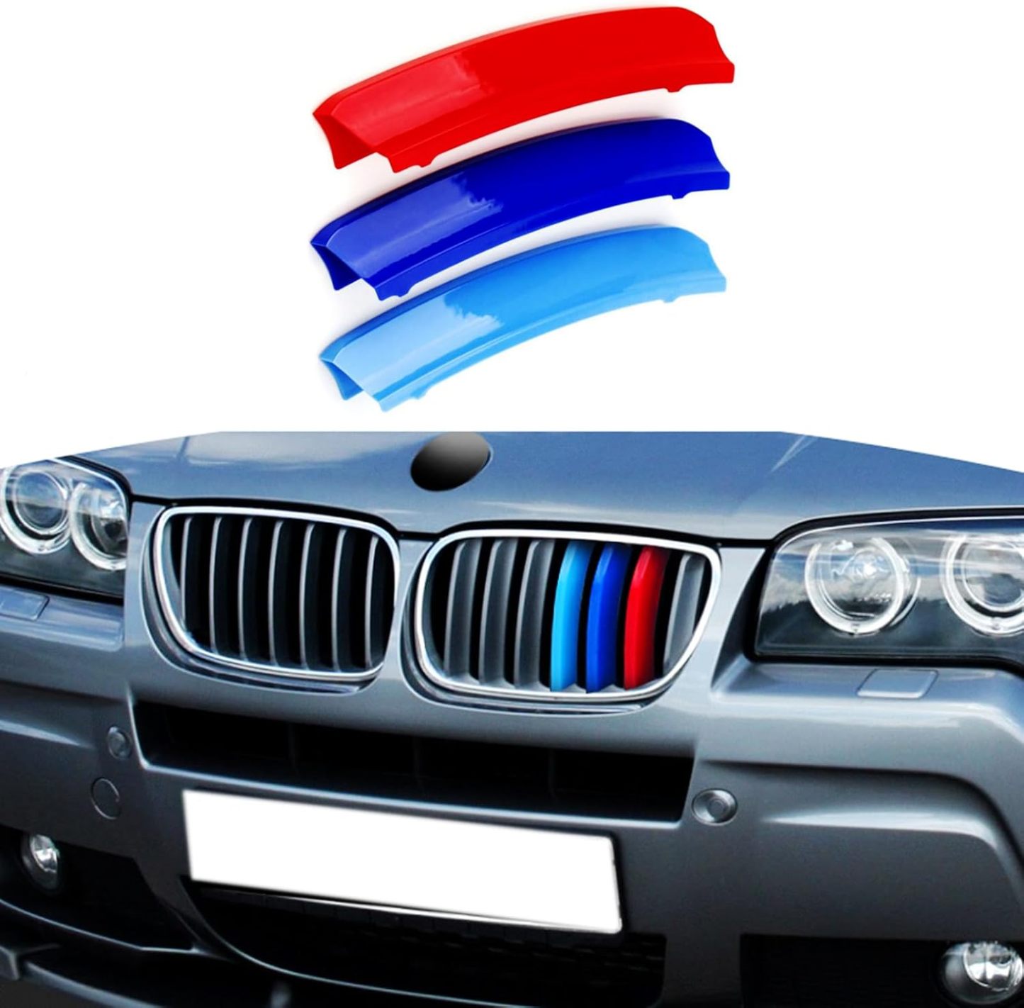YDSSTORE M-Colored Grille Insert Trim for BMW E83 X3 (2007-2010) | Compatible with 7-Beam Standard Kidney Grille-autoydsstore