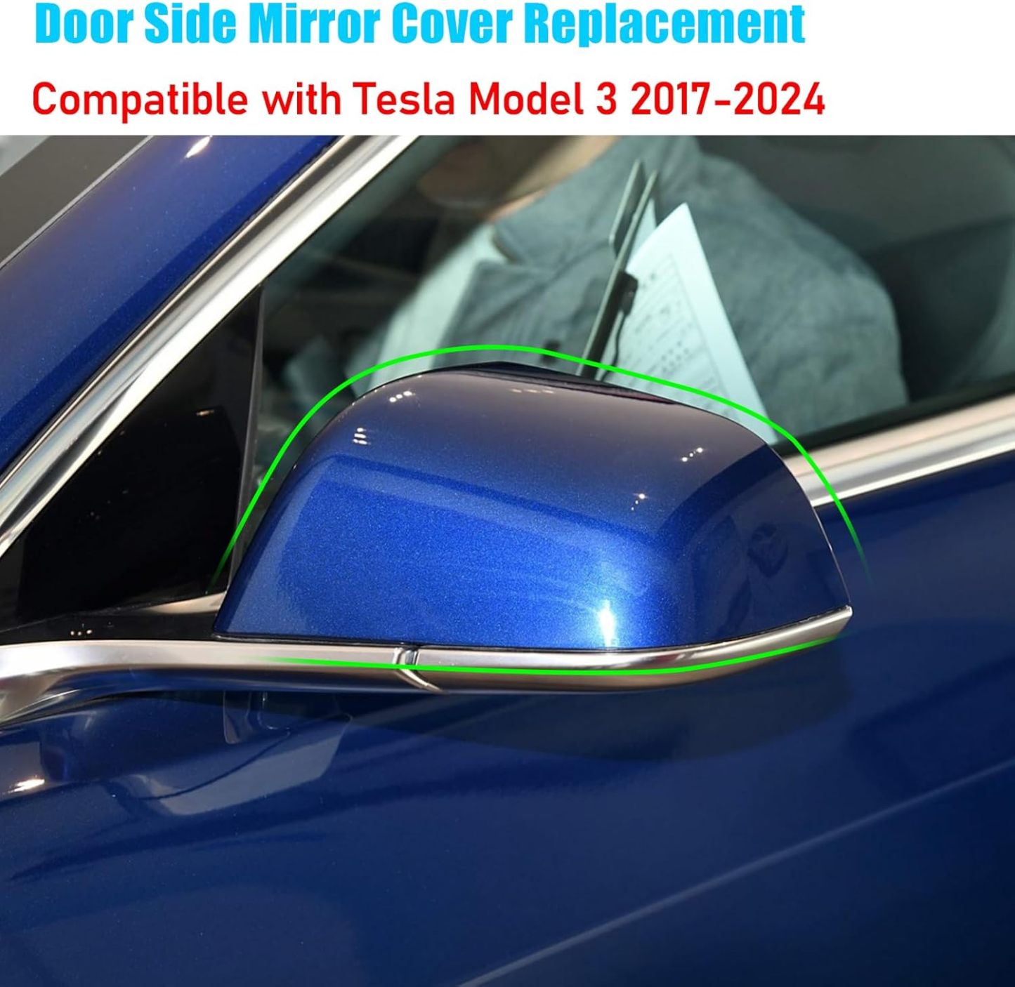 YDSSTORE Compatible with Tesla Model 3 Side Mirror Cover Replacement 2017 2018 2019 2020 2021 2022 2023 2024. Driver Side Rear View Mirror Cover. Door Mirror Cover Caps for Model 3 Accessories(Blue)-autoydsstore
