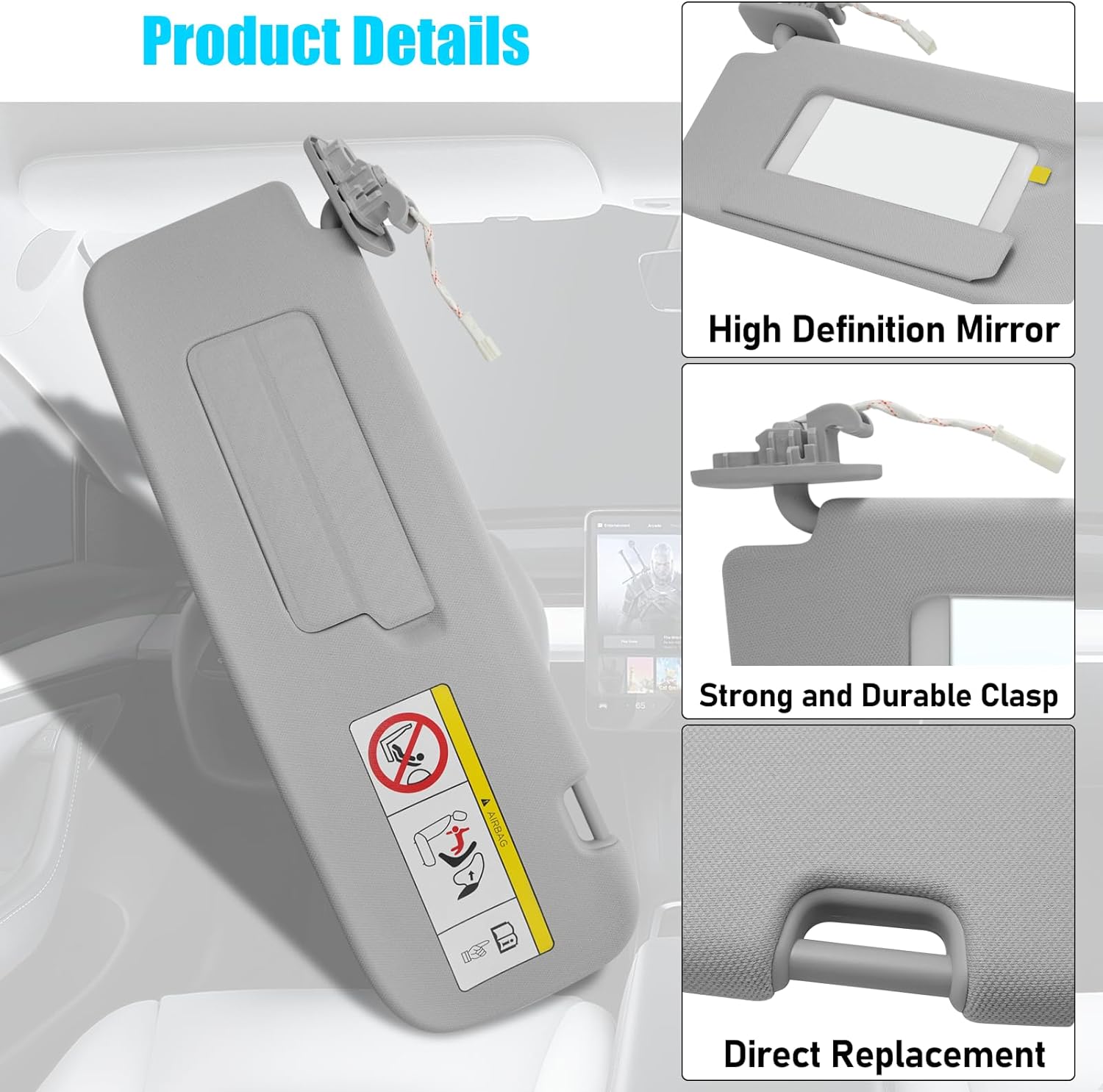 YDSSTORE Compatible with Tesla Model 3/Y Sun Visor 2021 2022 2023. 1490405-01-B. Driver Side Sunvisor Replacement with Vanity Mirror. Left Sun Visor for Tesla Model 3 Model Y 2021-2023 (Left)-autoydsstore