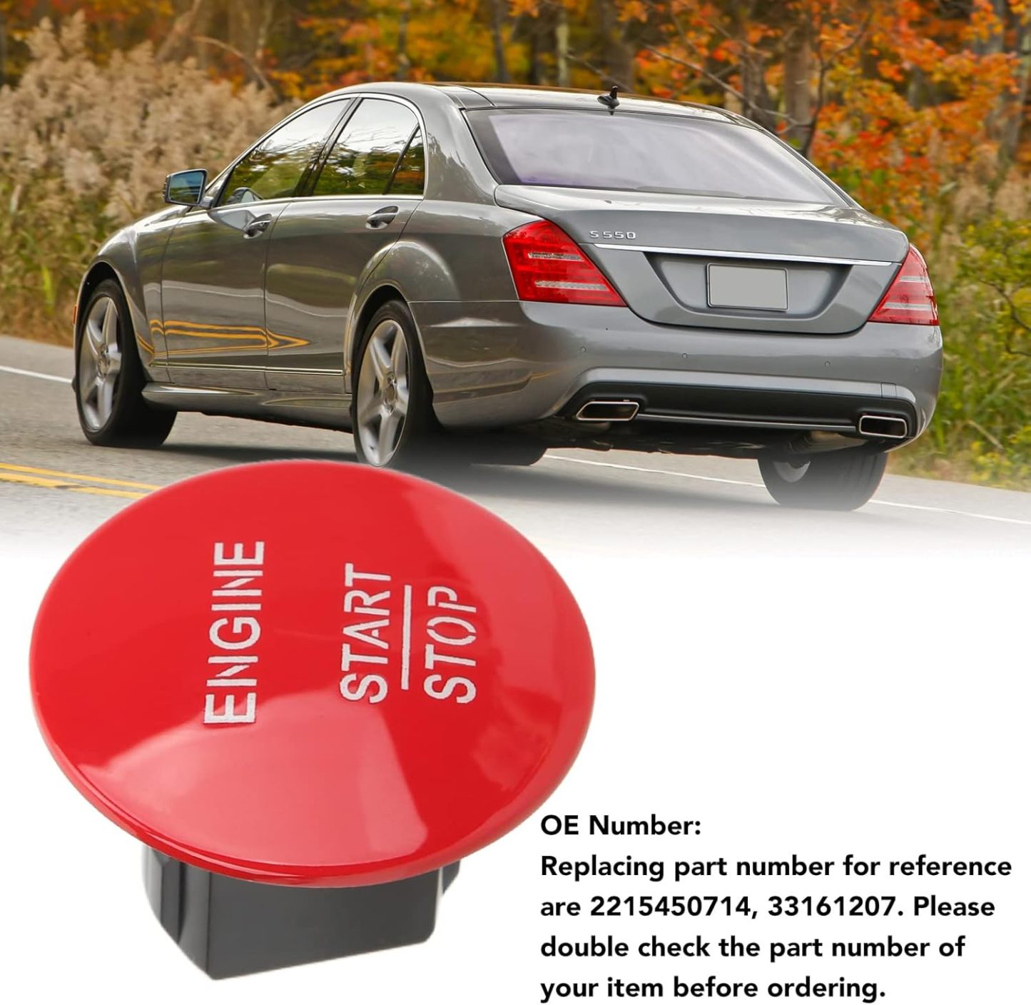 Engine Start Stop Button. ABS Alloy Start Push Button. 2215450714 Ignition Button Switch Replacement for Mercedes‑Benz CL550 E350 CLS350(Red)