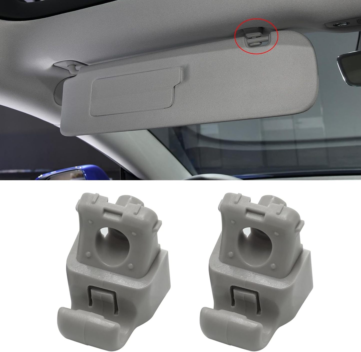 YDSSTORE Compatible with Tesla Model 3 Sun Visor Clips 2017 2018 2019 2020. 2PCS Interior Sun Visor Repair Clips Replacement. Grey Sun Visor Hook Retainer Clip for Tesla Model 3 Accessories 2017-2020-autoydsstore