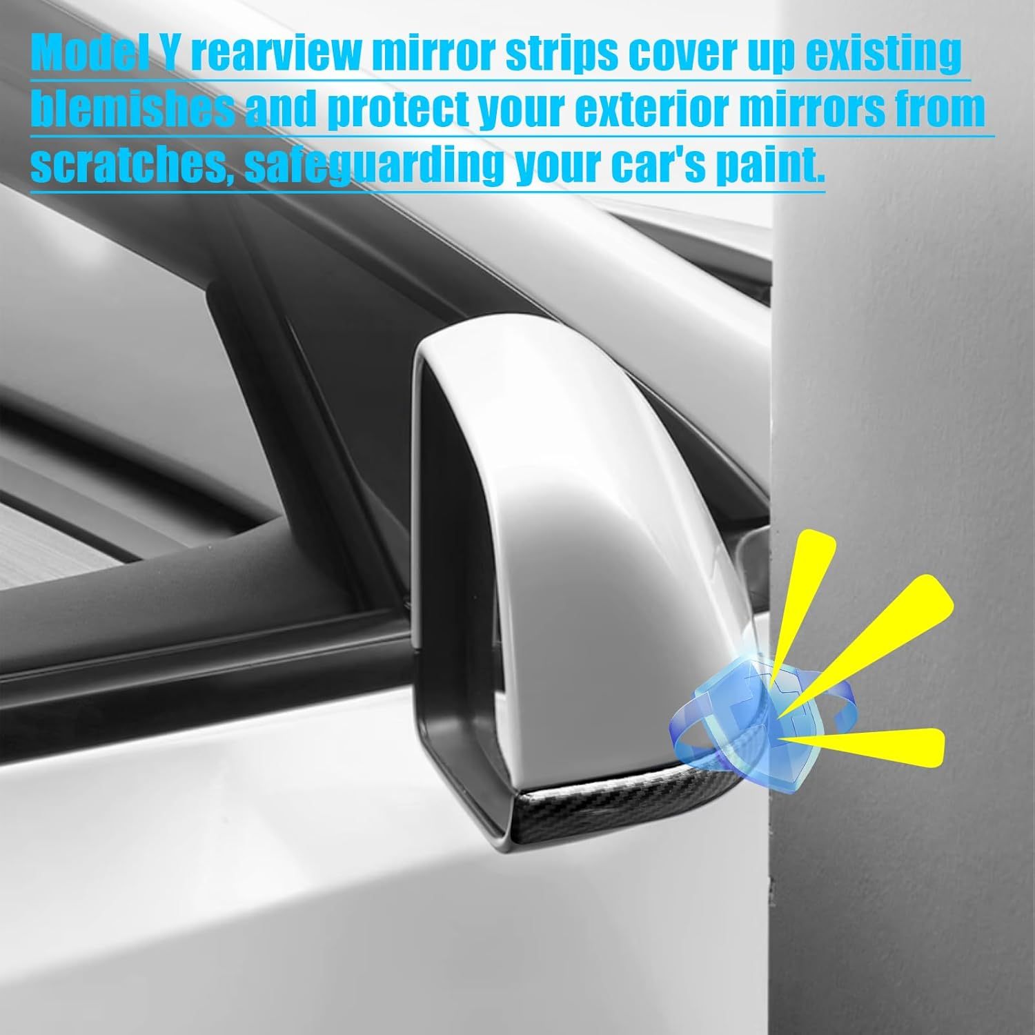 Tesla Model Y Side Mirror Trim Strips (2018-2024) - Anti-Collision Protector | YDSSTORE