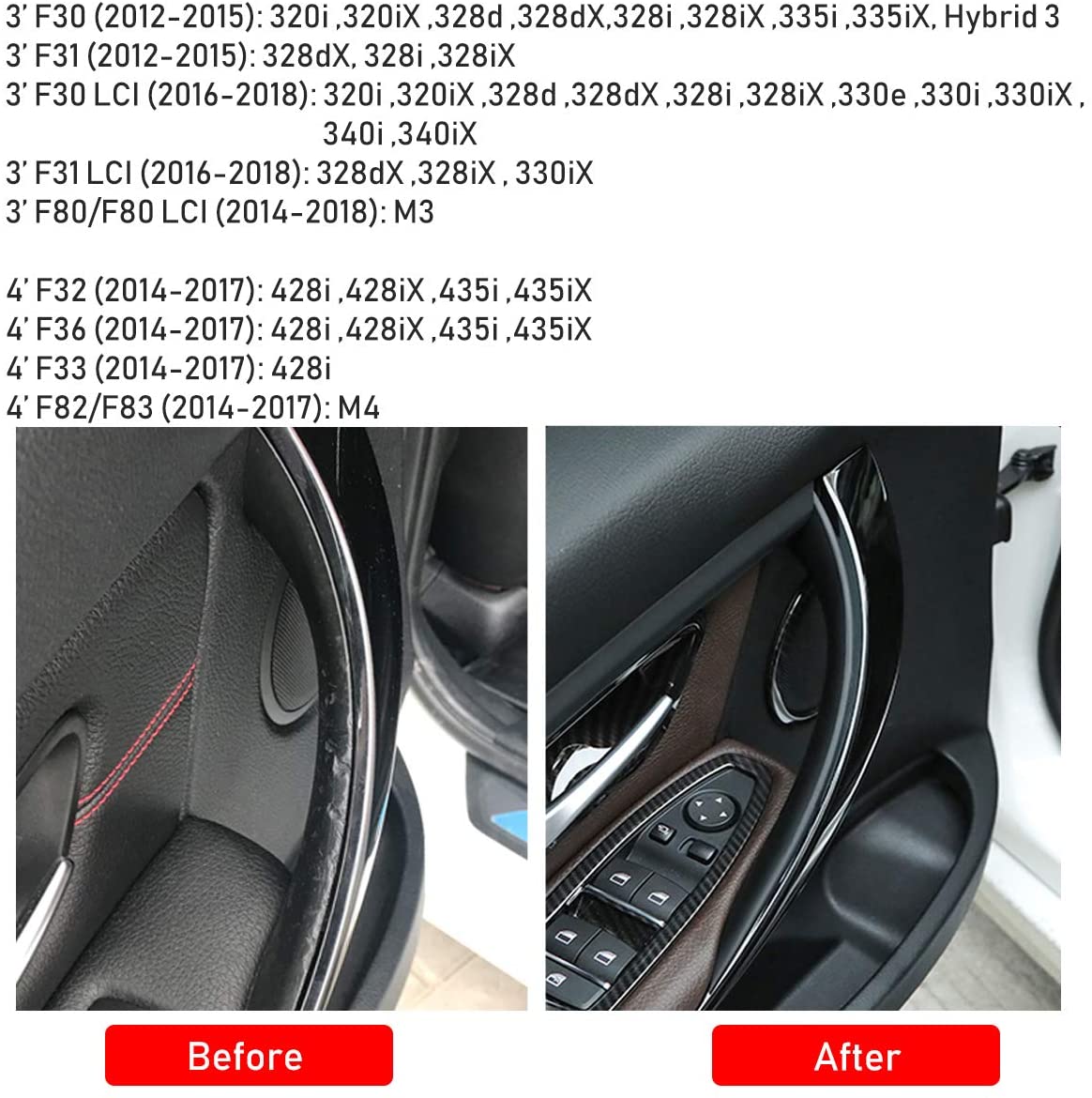 Modified For BMW 3/4 Series Car Door Handle-F30/F31/F32/F36 | Black 2pcs |YDSSTORE