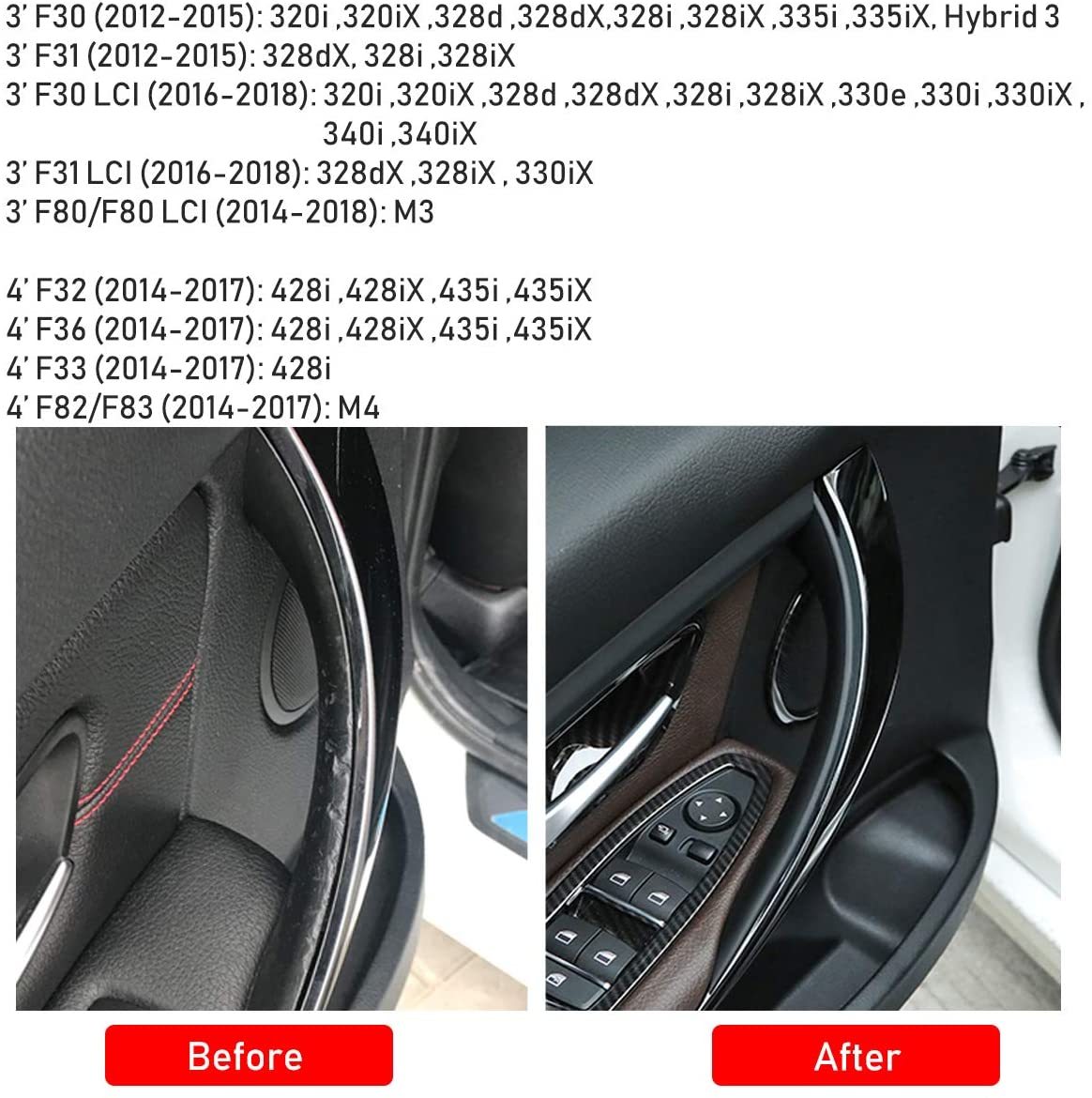 Modified For BMW 3/4 Series Car Door Handle-F30/F31/F32/F36 | Black 2pcs |YDSSTORE