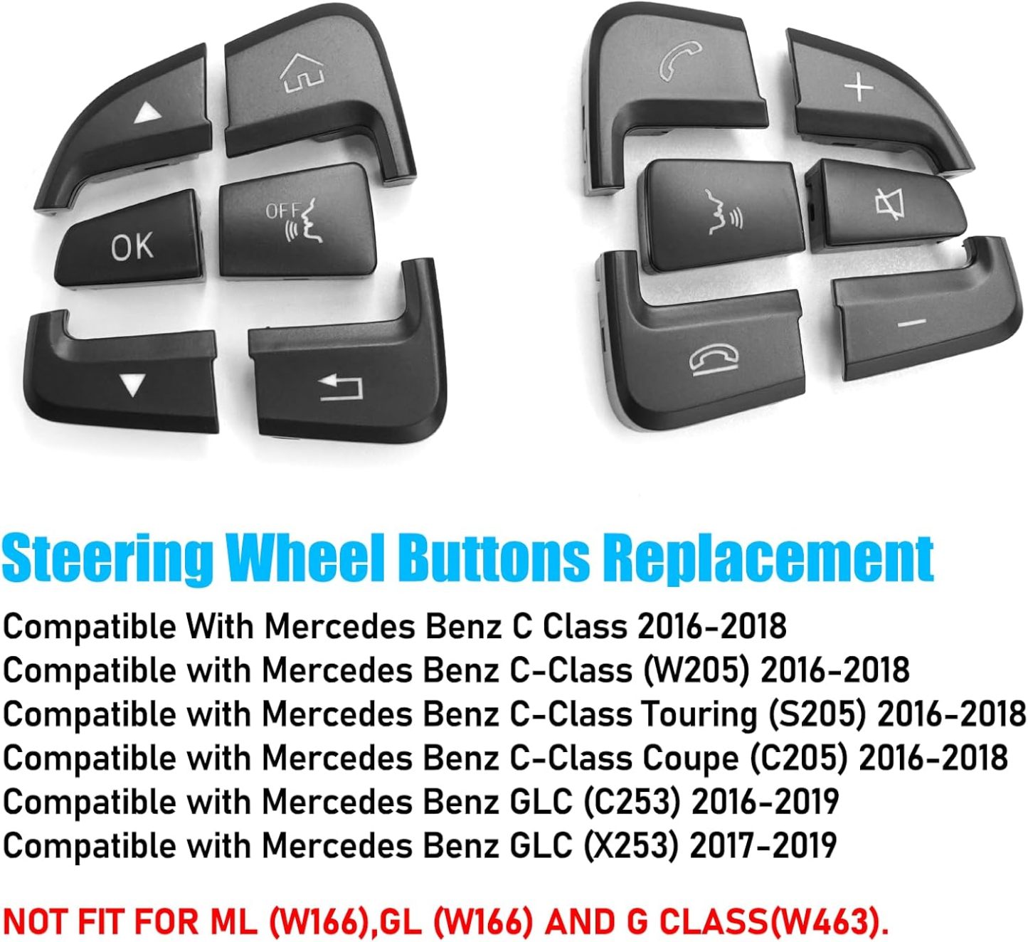 Mercedes Benz C Class W205/GLC X253 Steering Wheel Buttons Replacement (2016-2019) | YDSSTORE