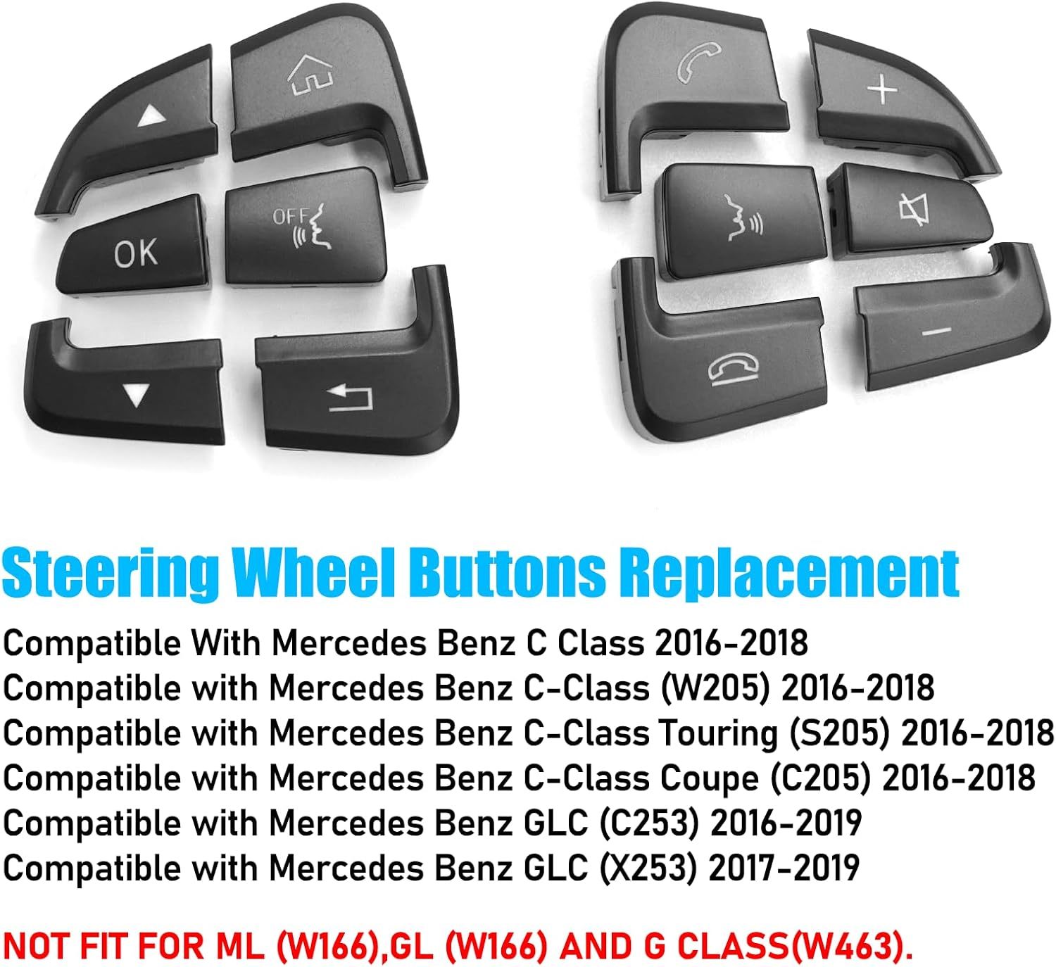 Mercedes Benz C Class W205/GLC X253 Steering Wheel Buttons Replacement (2016-2019) | YDSSTORE