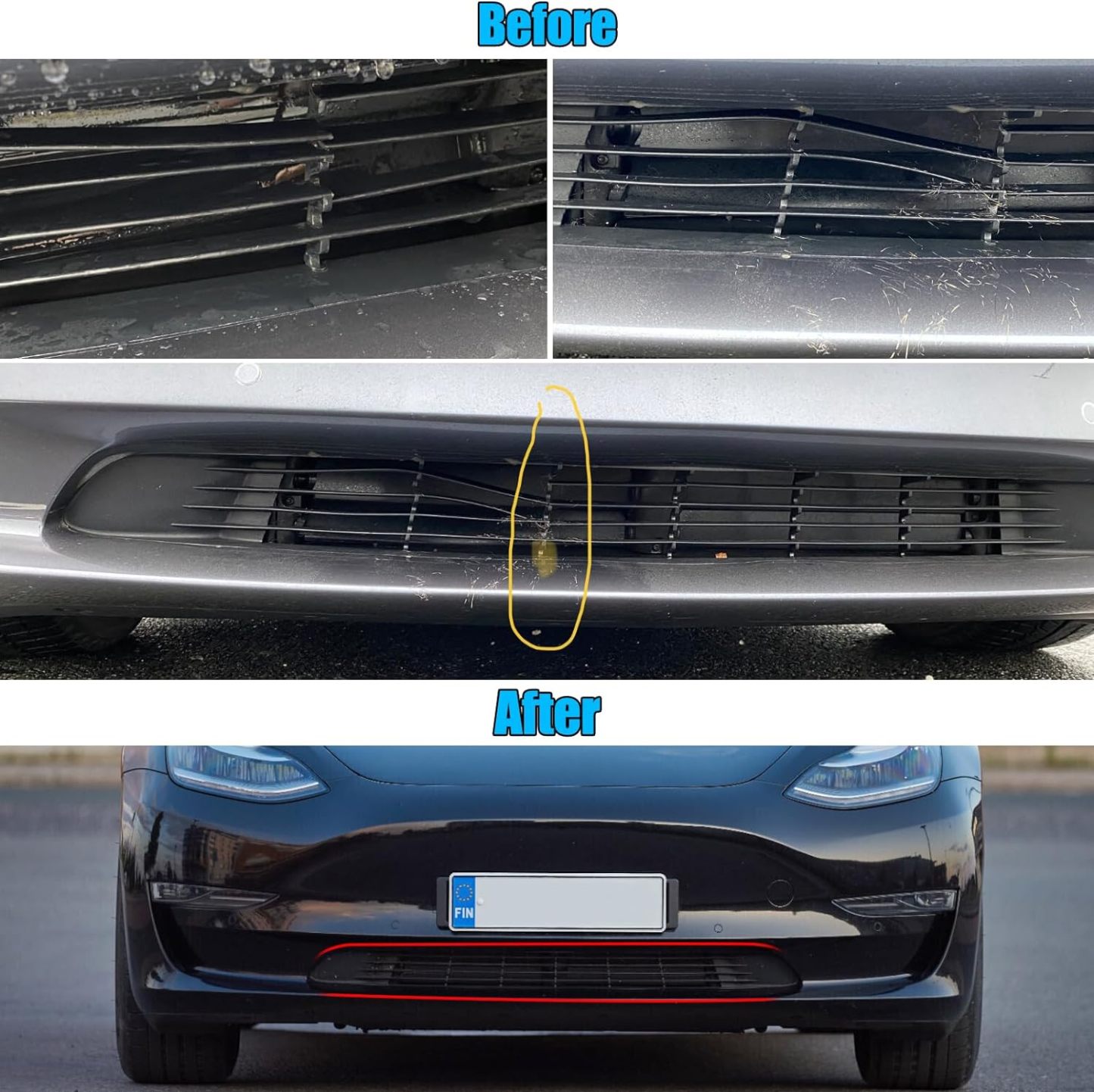 YDSSTORE Compatible with Tesla Mode 3 Front Bumper Grille Replacement 2017 2018 2019 2020 2021 2022 2023. Front Bumper Lower Grille for Tesla Model 3 Replace for 1085927-00-C Air Inlet Vent Grille Cover-autoydsstore