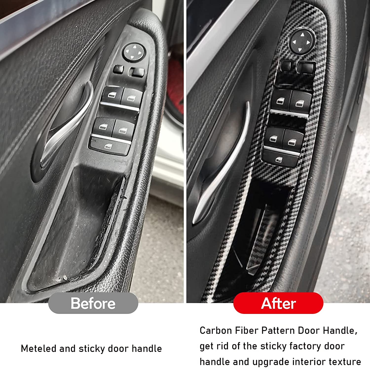 For BMW 5 Series F10/F11 | Carbon Fiber Door Handle Kit + Window Switch Covers - 7PCS | YDSSTORE-autoydsstore