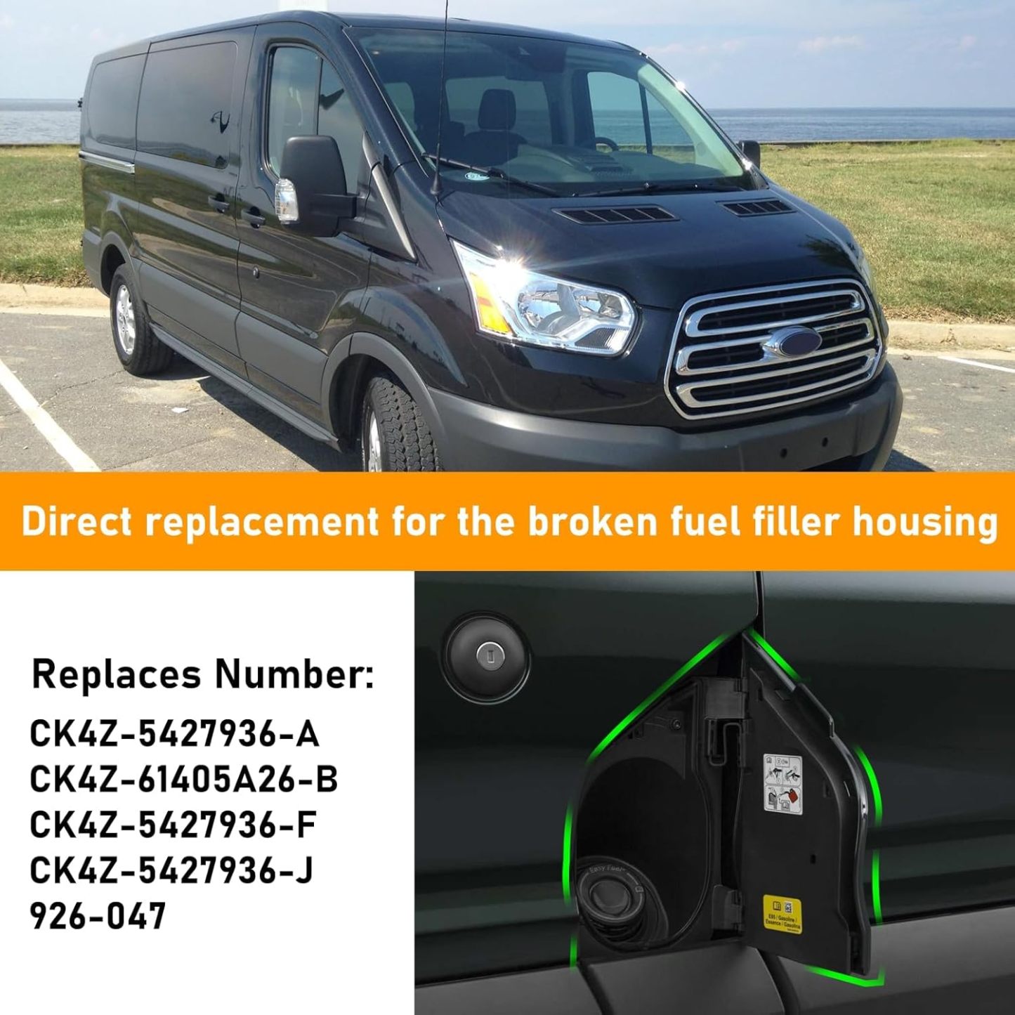 Ford Transit 2015-2024 Fuel Door Assembly - Gas Cap Cover for 150/250/350/350HD | OEM Replacement CK4Z61405A26B| YDSSTORE-autoydsstore