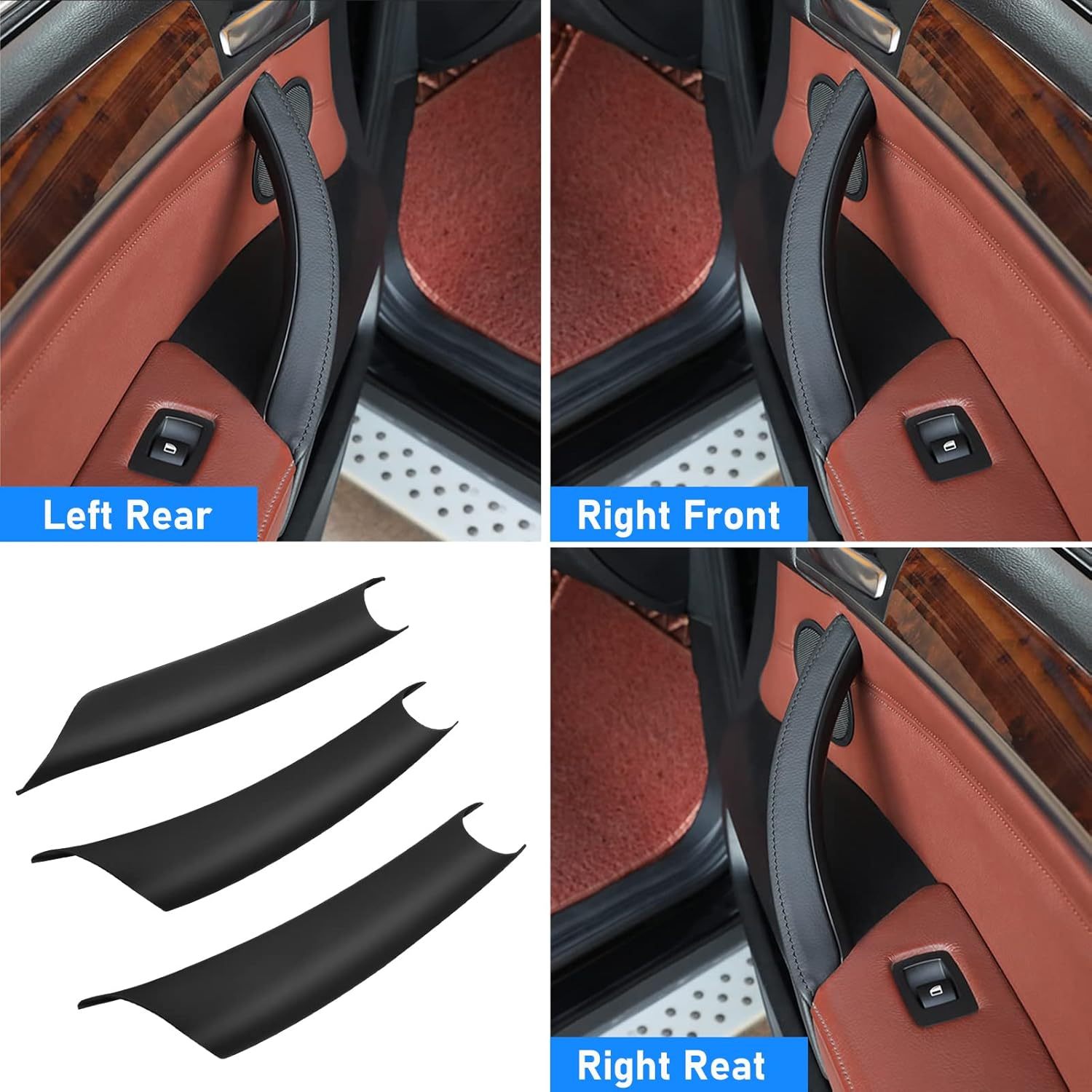 For BMW X5 E70/X6 E71 Door Handle Covers – 3PCS Set for BMW X5 E70 (2008-2013) & X6 E71/E72 (2008-2014) Left and Right Side Interior Door Pull Handle Covers-autoydsstore