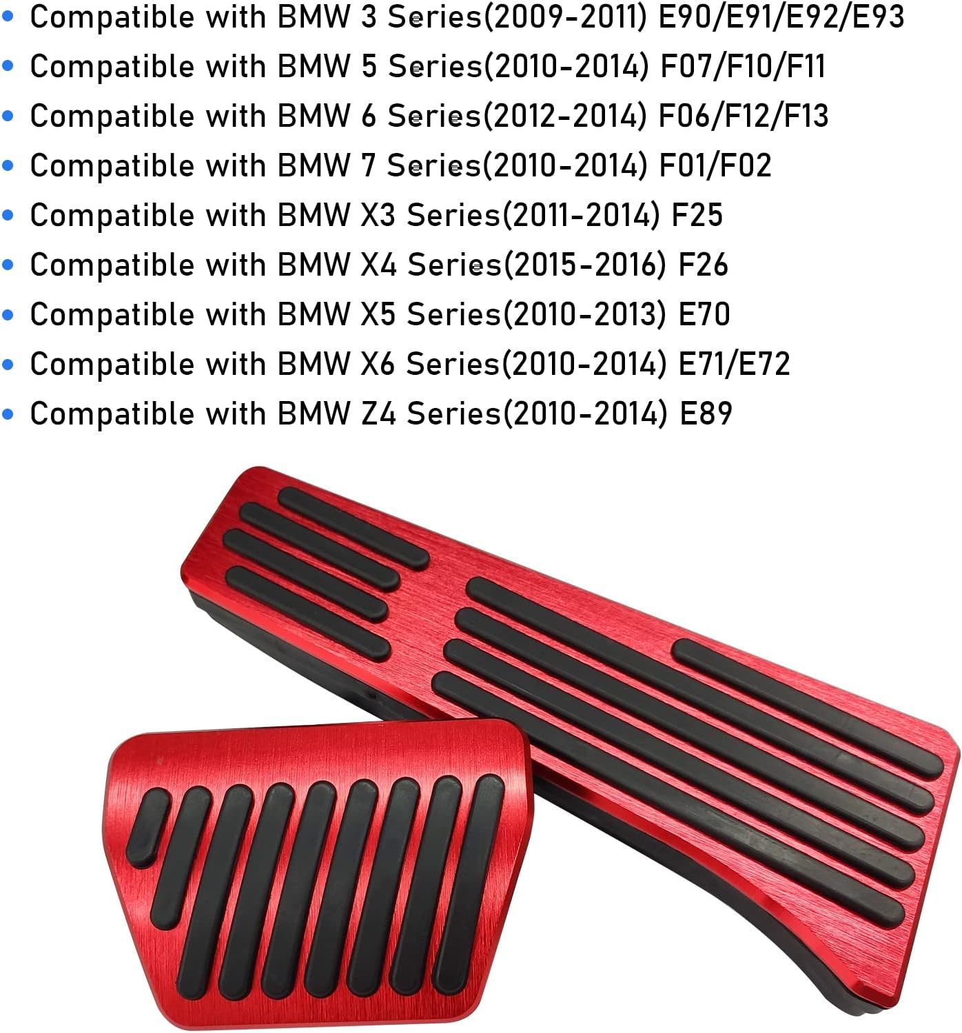 YDSSTORE  Compatible with BMW Pedal Covers. Anti-Slip No Drill Pedal Pads Compatible with BMW 3' E90 E91 E92 E93/5' F10 F11/6' F12 F13/7' F01 F02/X3 F25/X4 F26/X5 E70/X6 E71/Z4 E89-autoydsstore