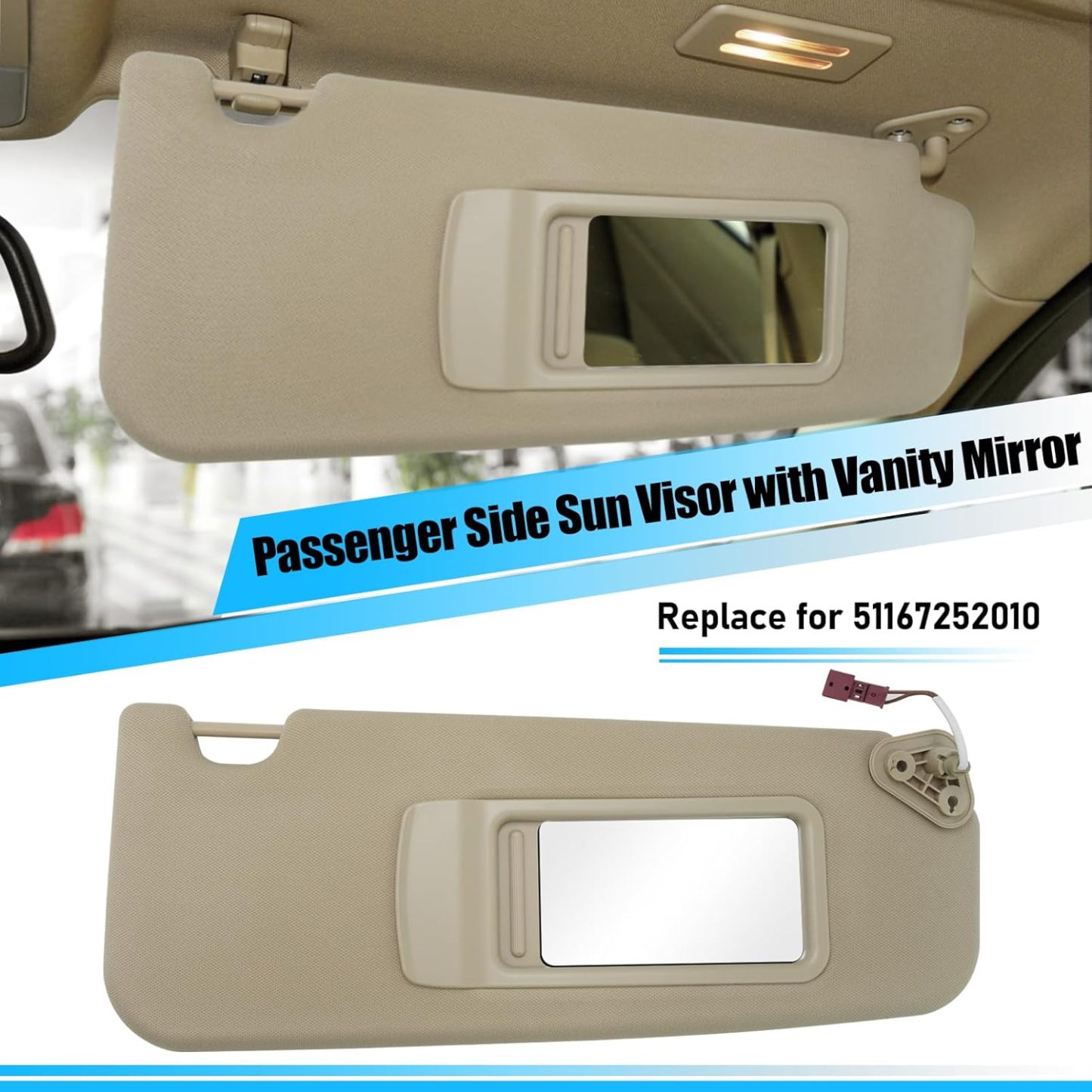 BMW 3 Series & X1 Right Sun Visor (E90. E91. E84) 2005-2015 | Beige | YDSSTORE