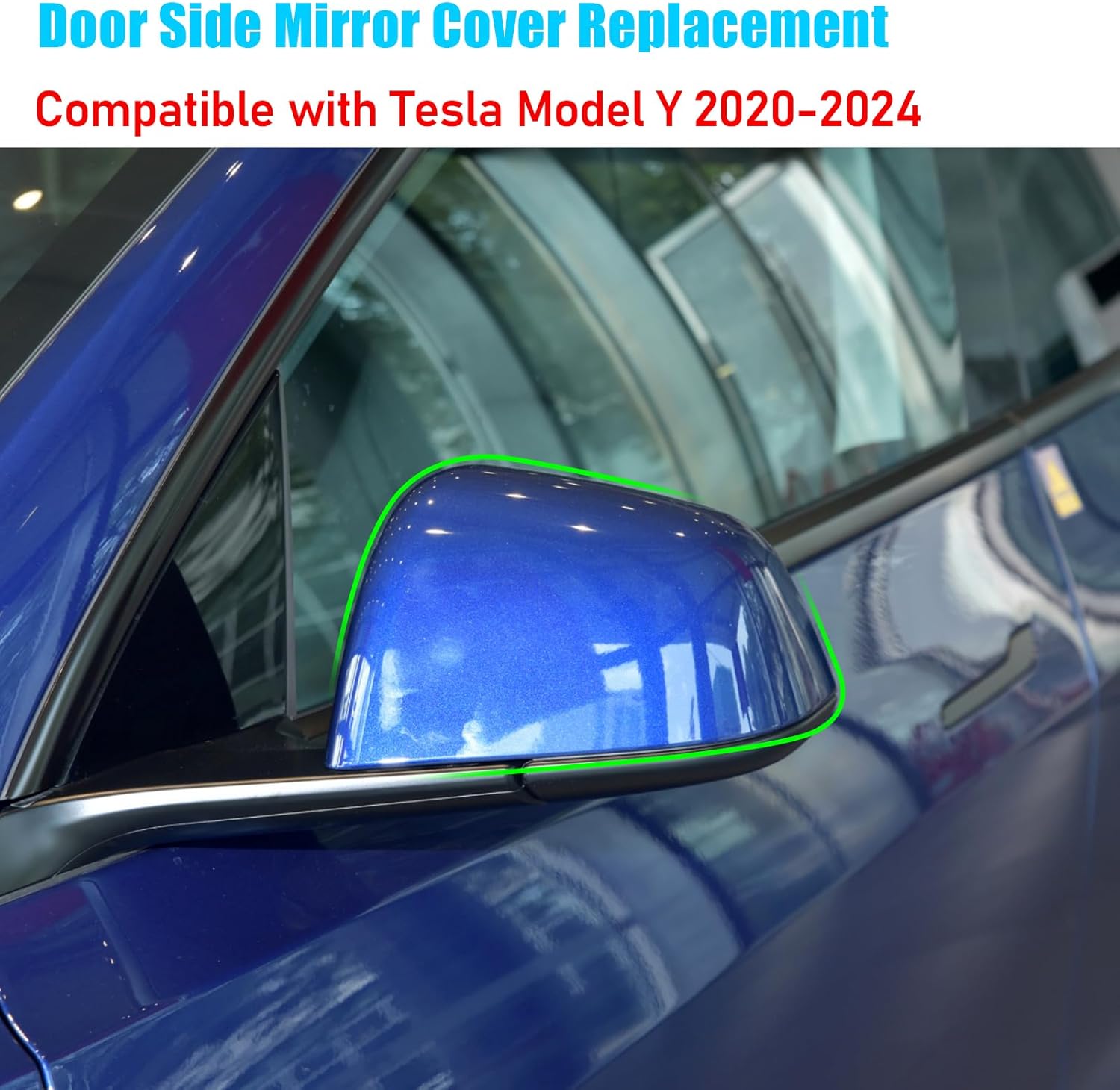 For Tesla Model Y Side Mirror Cover Left Driver Side Replacement | Blue | YDSSTORE