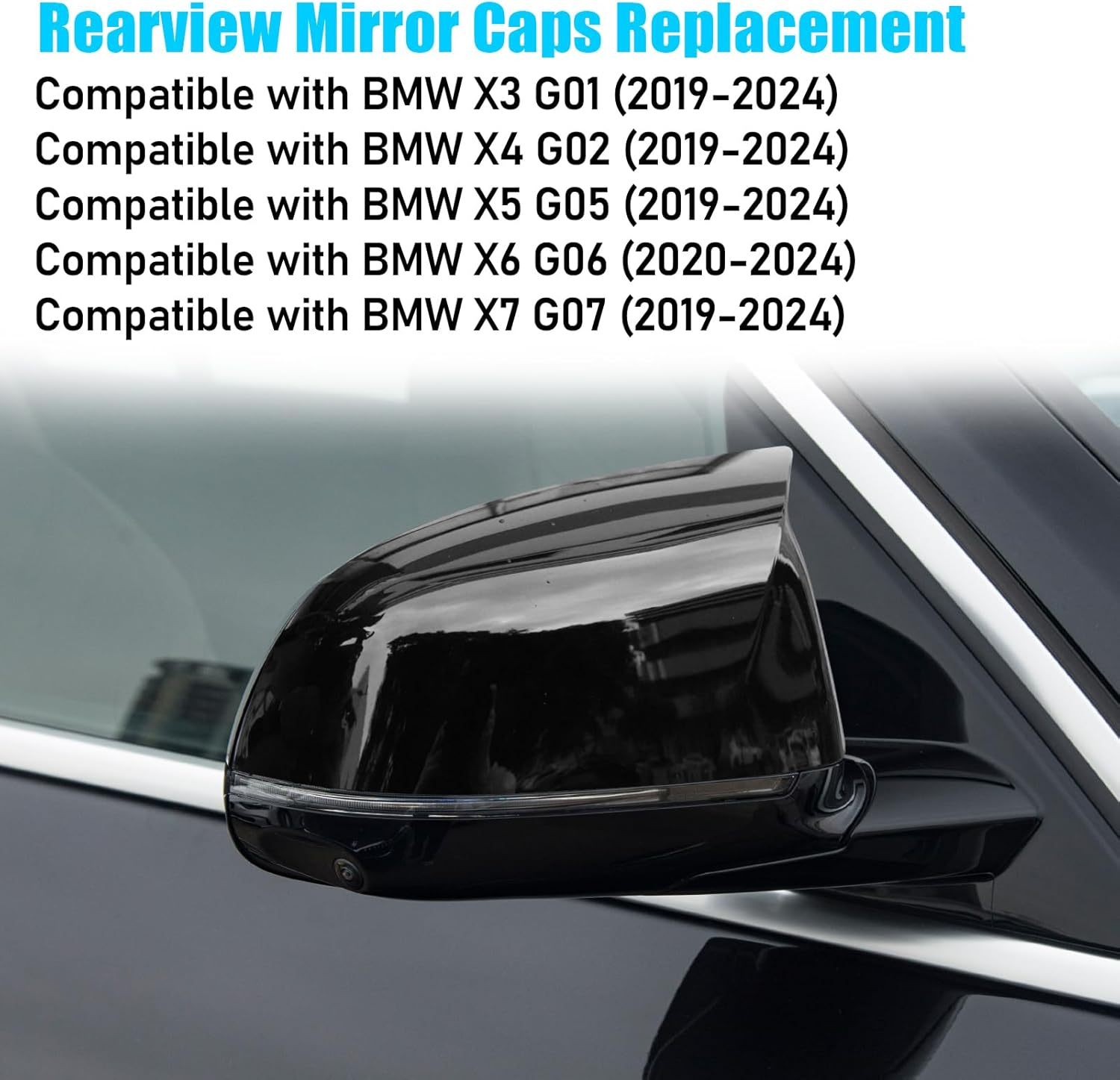For BMW M Style Glossy Black Mirror Covers | X3 G01/X4 G02/X5 G05/X7 G07/X6 G06 | 2019-2024 | YDSSTORE-autoydsstore