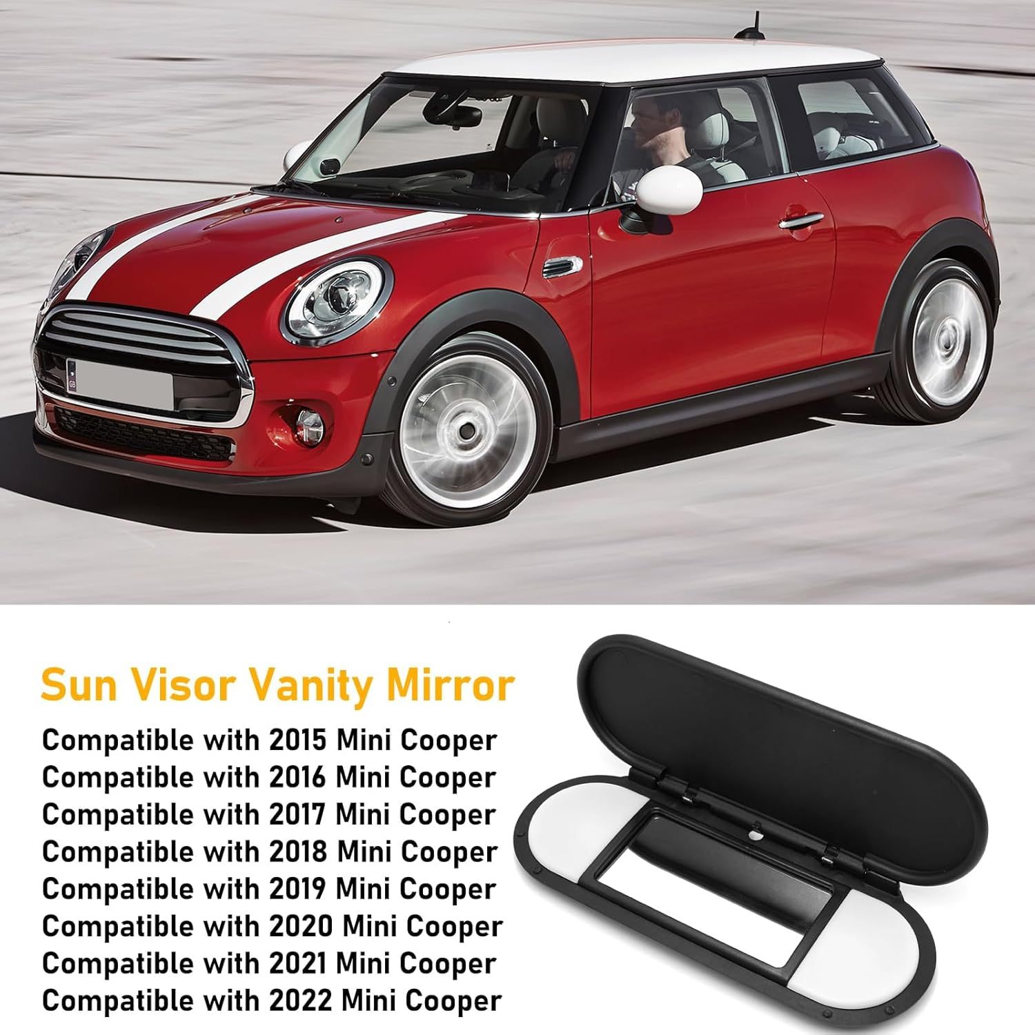Mini Cooper Sun Visor Vanity Mirror Cover 2015-2022.Front Visor Illuminated Mirror Cover Replacement F55/56/60 for Left/Right.1PCS Sun Visor Makeup Mirror Buckle Cover.Black| YDSSTORE-autoydsstore
