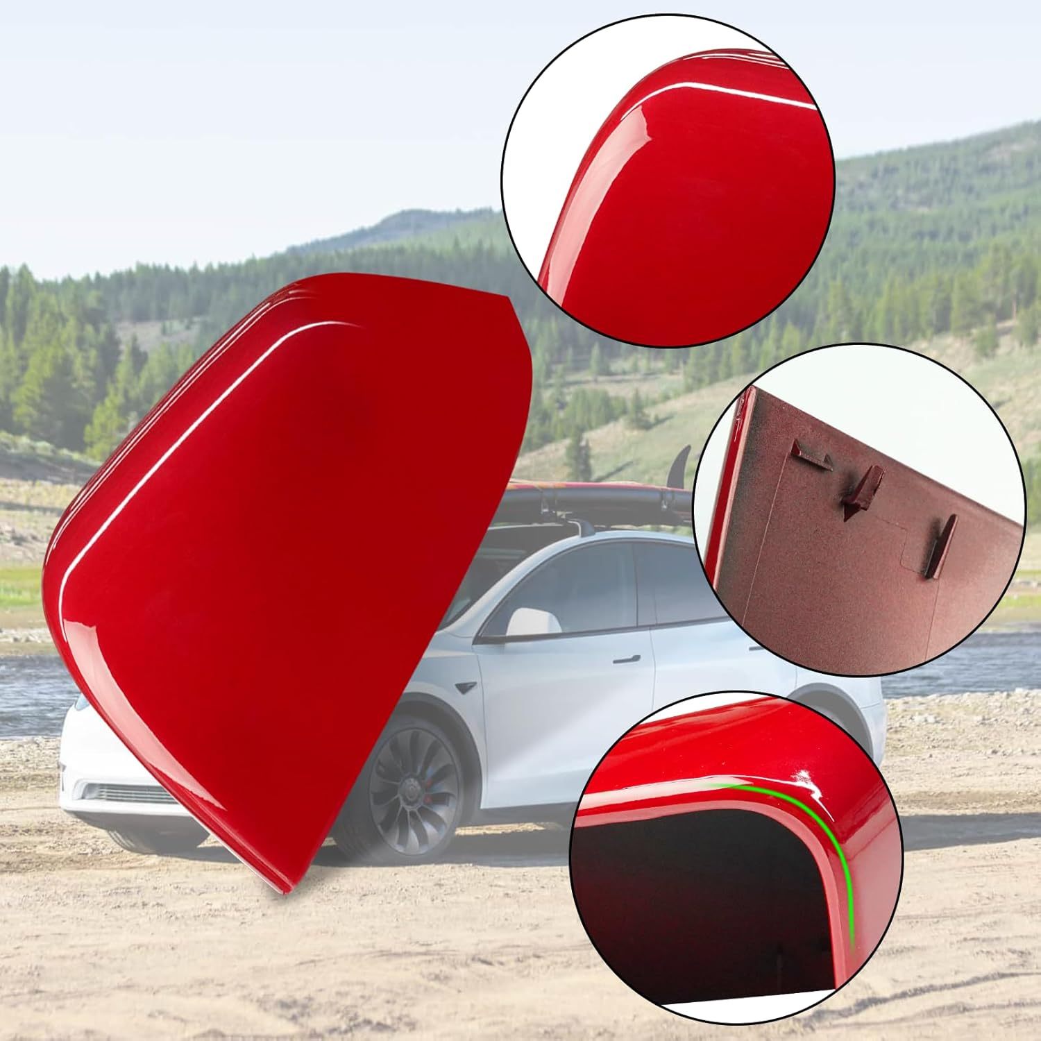 For Tesla Model Y Side Mirror Cover Left Driver Side Replacement | Red | YDSSTORE