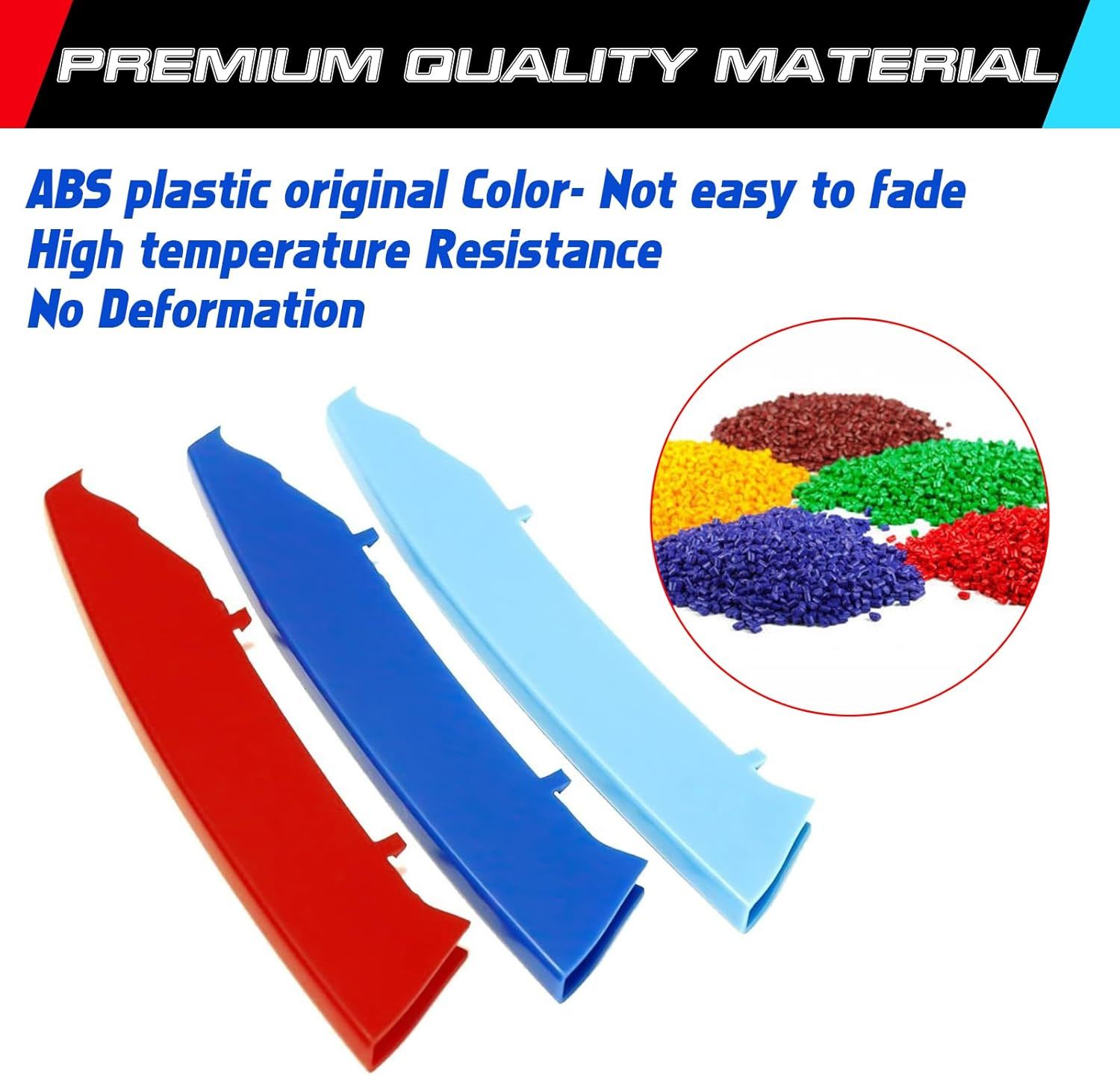 YDSSTORE M-Colored Tri Grille Insert Trim Strips for BMW 3 Series E90 & E91 Pre-LCI (2006-2008) | Compatible with 12-Beam Grills | Easy Clip-on Installation-autoydsstore