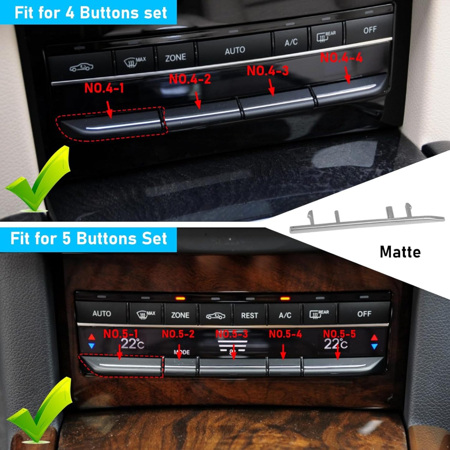 For Mercedes Benz AC Button Trim E Class W212 Sliver (Matte) | YDSSTORE