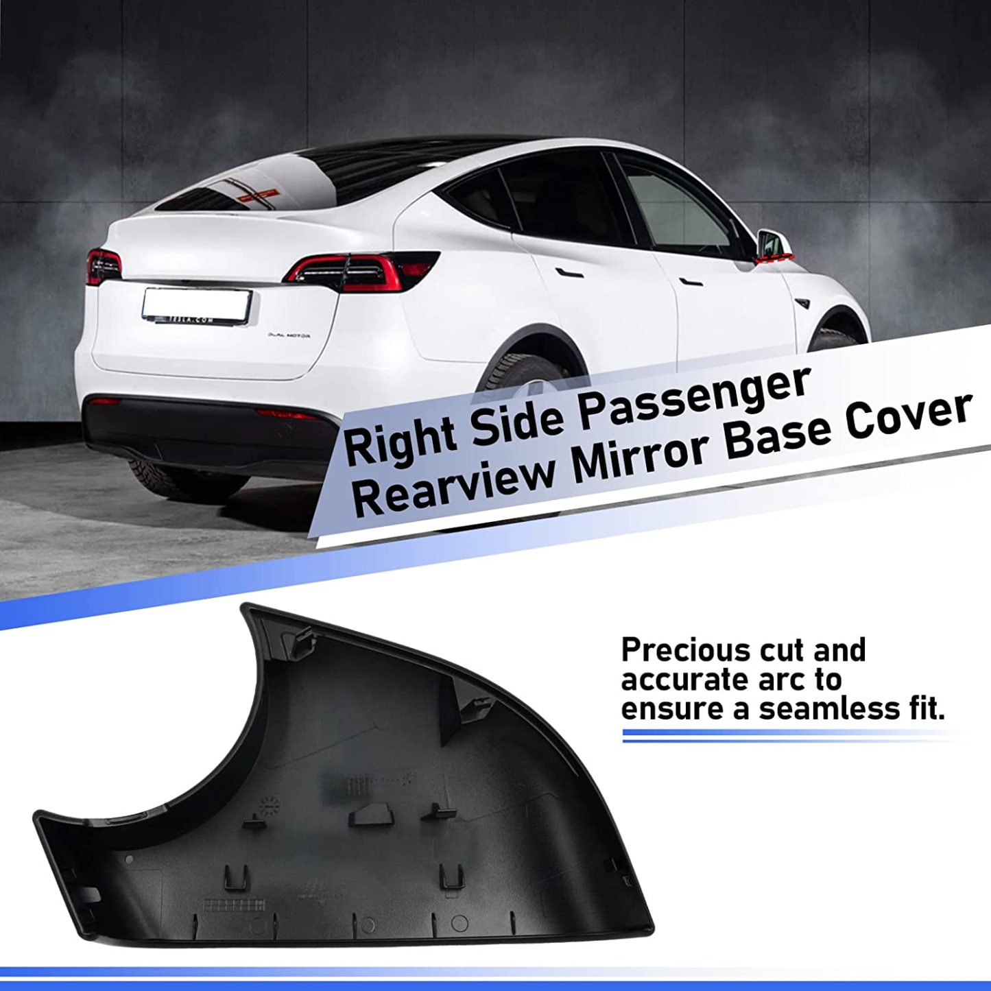 YDSSTORE Compatible with Tesla Model Y Mirror Bottom Cover 2018-2021. Right Passenger Rearview Mirror Lower Base Cover. Side Mirror Base Cover Replacement for Tesla Model Y Wing Mirror Repair(Right)-autoydsstore