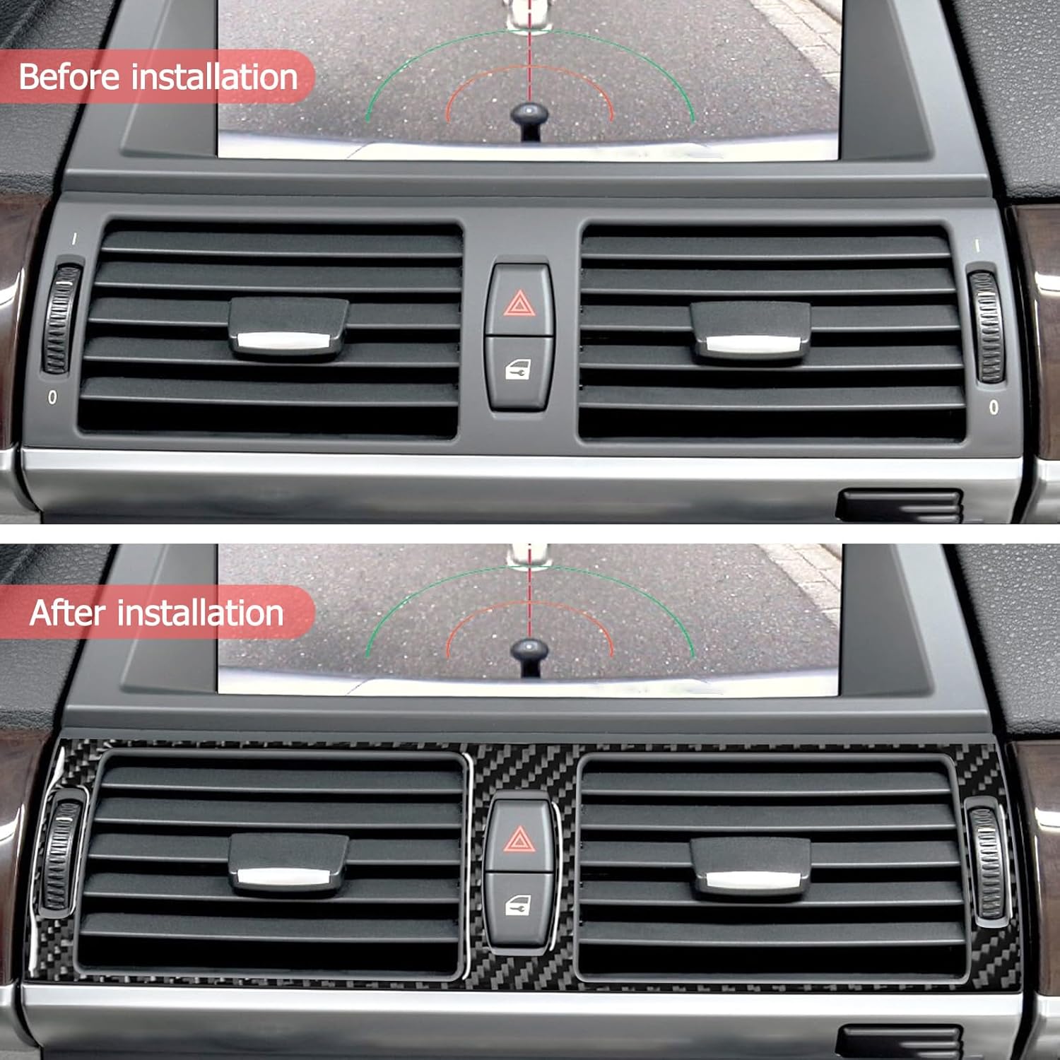 YDSSTORE Carbon Fiber Center Console Air Conditioning Outlet Vent Cover Frame Trim for BMW X5 E70 X6 E71 (2008-2013) – 1pc Black | Premium Interior Accessories-autoydsstore