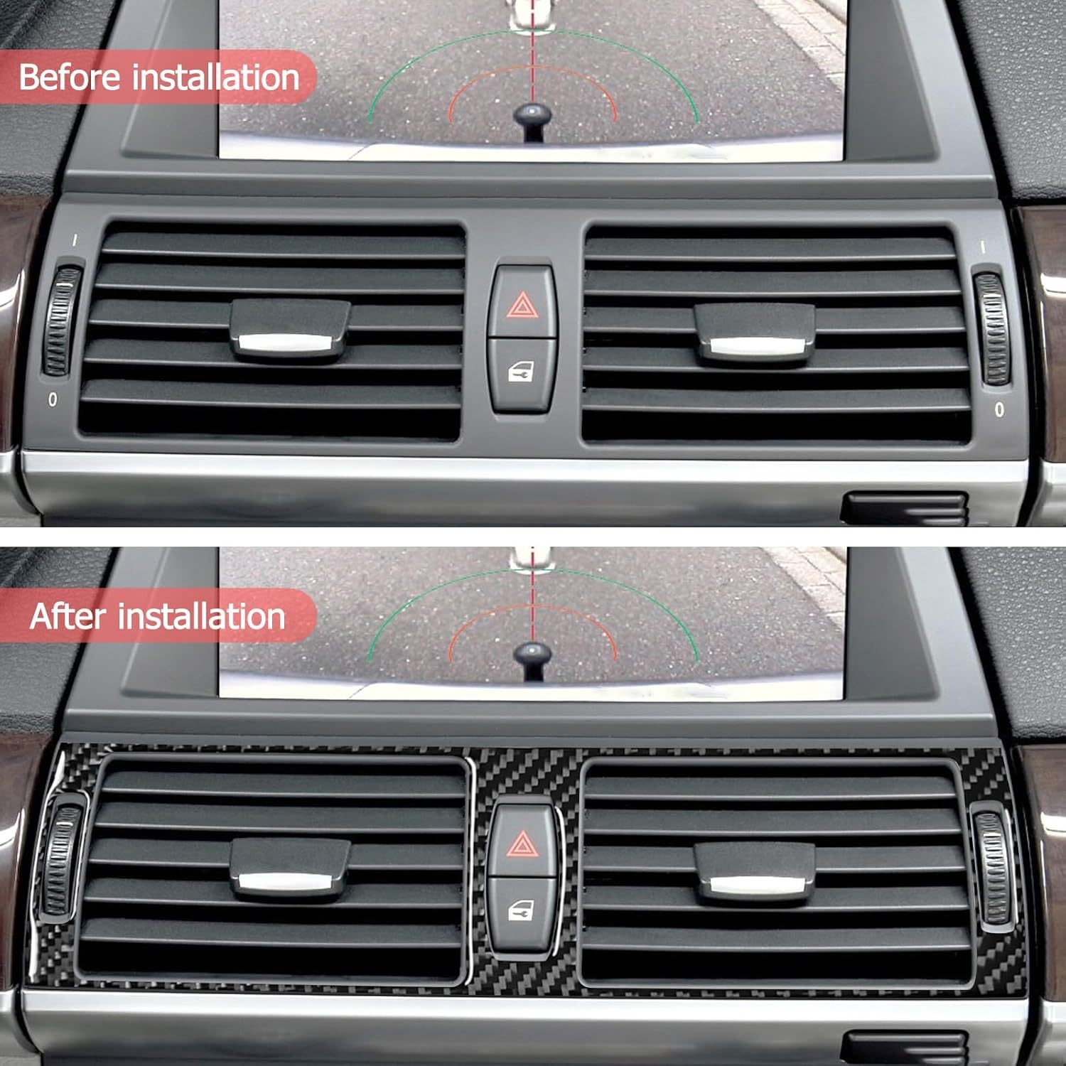 YDSSTORE Carbon Fiber Center Console Air Conditioning Outlet Vent Cover Frame Trim for BMW X5 E70 X6 E71 (2008-2013) – 1pc Black | Premium Interior Accessories-autoydsstore