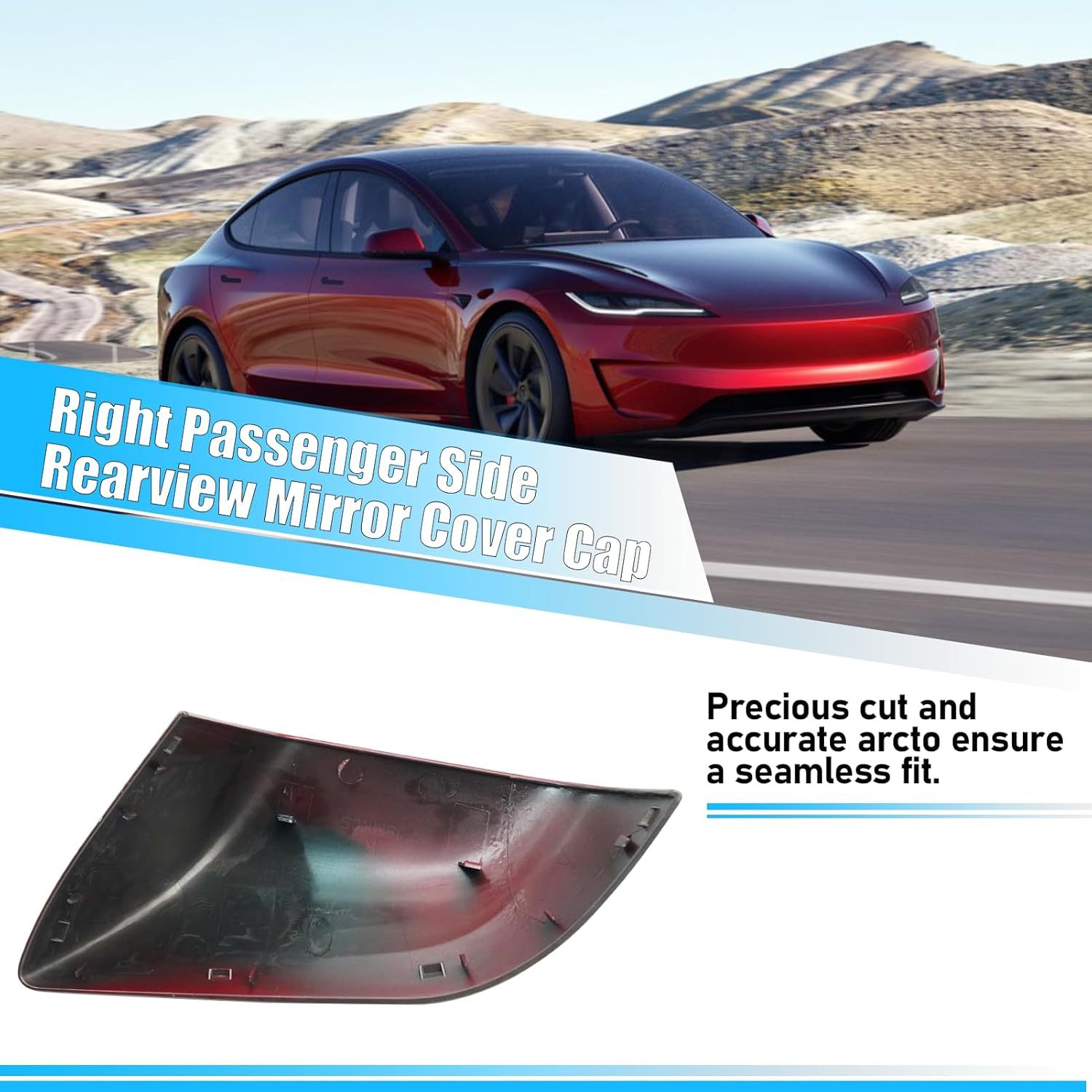 YDSSTORE Compatible with Tesla Model 3 Side Mirror Cover Replacement 2017 2018 2019 2020 2021 2022 2023 2024. Passenger Side Rear View Mirror Cover. Door Mirror Cover Caps for Model 3 Accessories(Red)-autoydsstore