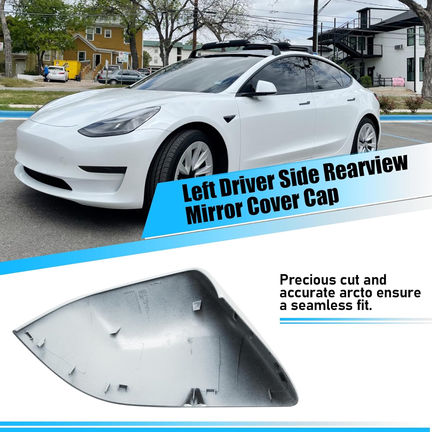 YDSSTORE Compatible with Tesla Model 3 Side Mirror Cover Replacement 2017 2018 2019 2020 2021 2022 2023. Driver Side Rear View Mirror Cover. Door Wing Mirror Cover Caps for Model 3 Accessories(White)-autoydsstore