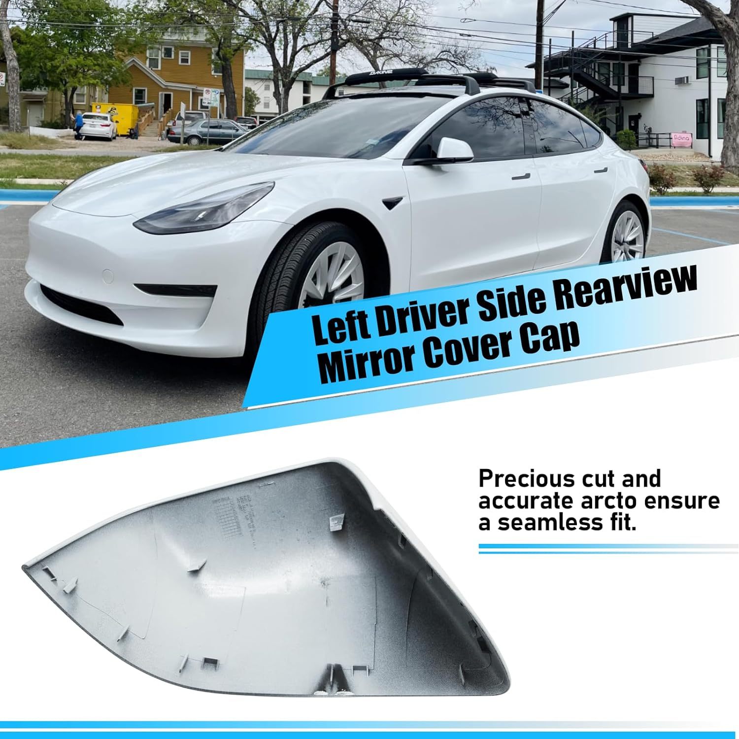YDSSTORE Compatible with Tesla Model 3 Side Mirror Cover Replacement 2017 2018 2019 2020 2021 2022 2023. Driver Side Rear View Mirror Cover. Door Wing Mirror Cover Caps for Model 3 Accessories(White)-autoydsstore