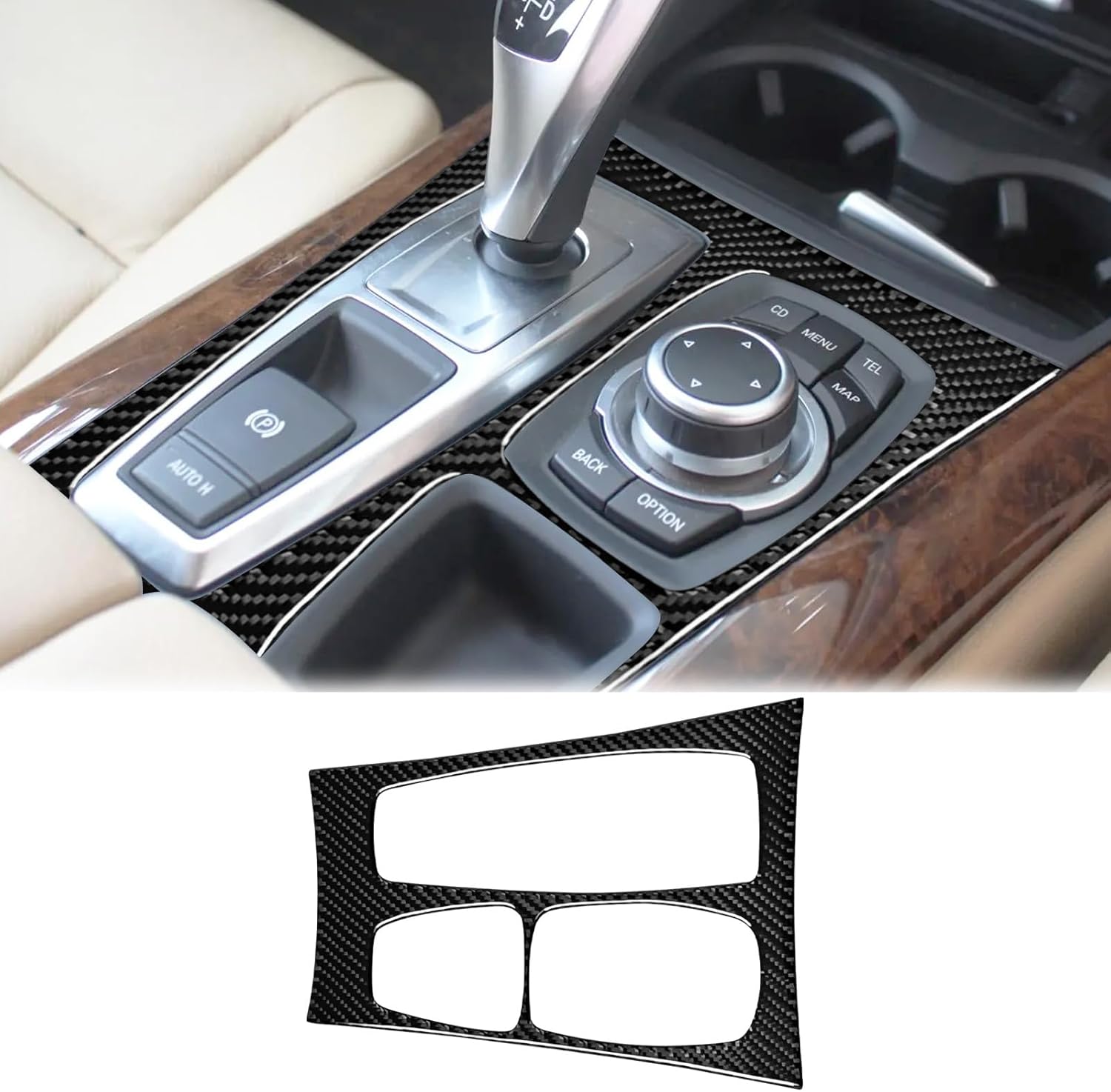 YDSSTORE Carbon Fiber Center Console Gear Shifter Box Panel Cover Trim for BMW X5 X6 E70 E71 (2010-2014) – 1pc Black D | Premium Auto Interior Accessories-autoydsstore