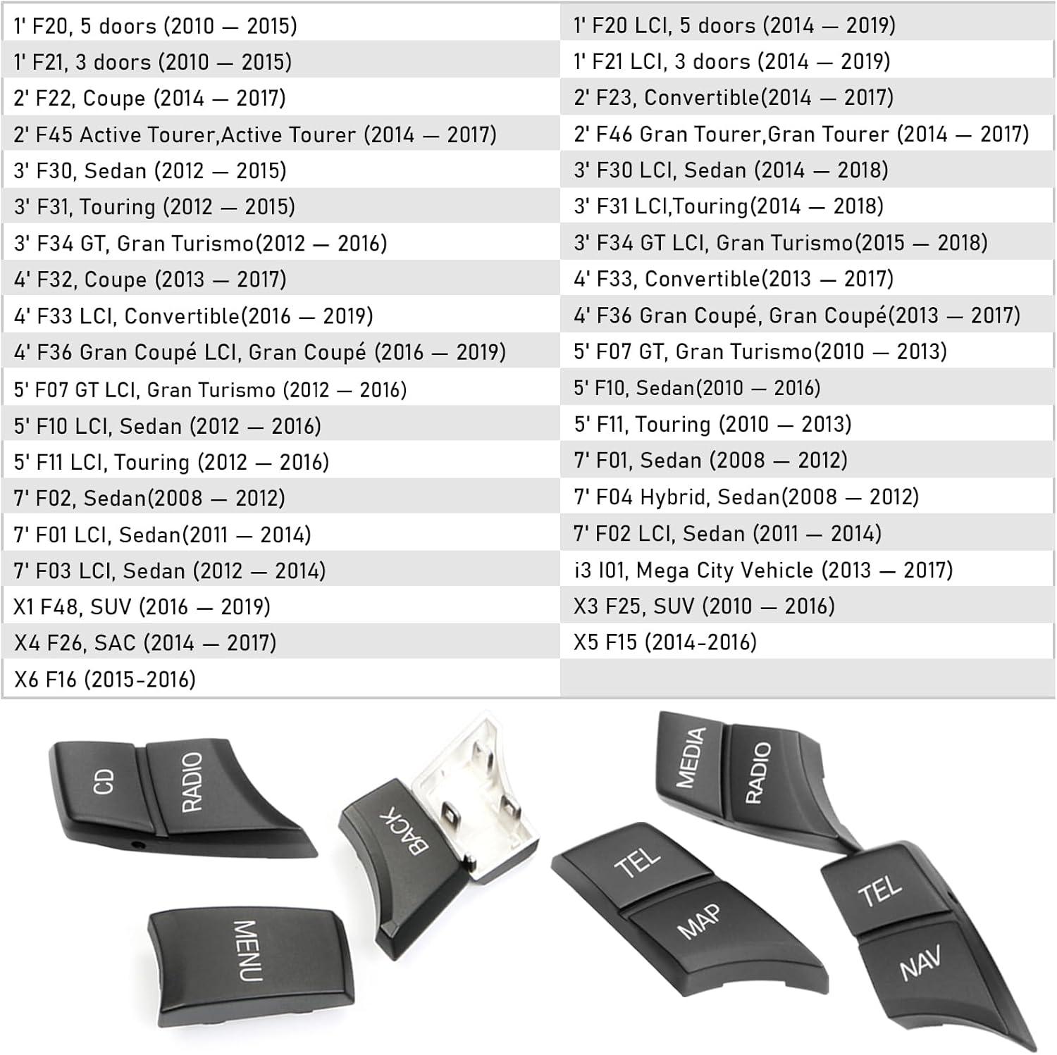 BMW iDrive Multimedia Control Button Replacement  Compatible with 1 Series F20 F21. 2 Series F22 F23 F45 F46. 3 Series F30 F31 F32 F33 F36. 4 Series F32 F33 F36. 5 Series F07 F10 F11. 7 Series F01 F02 F03 F04. X1 F48. X3 F25. X4 F26. X5 F15. X6 F16-autoydsstore