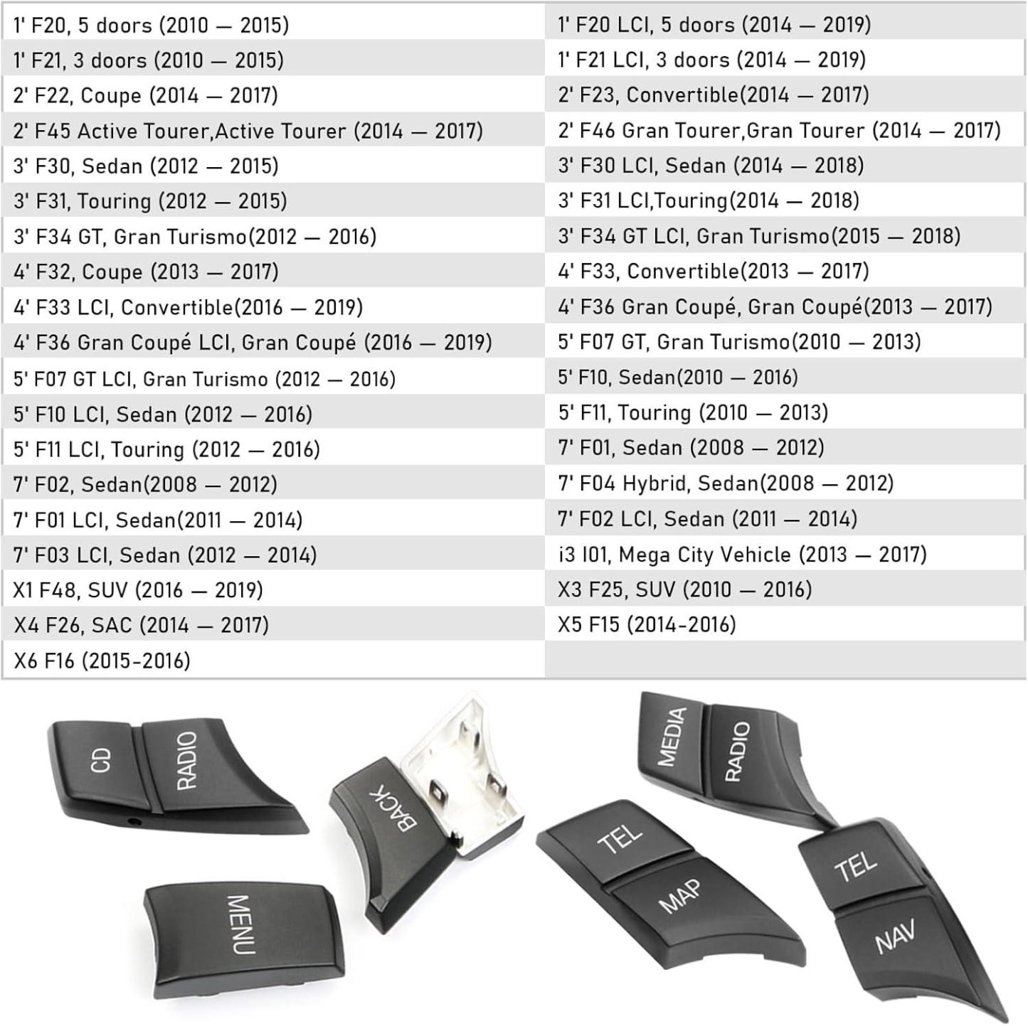 BMW iDrive Multimedia Control Button Replacement  Compatible with 1 Series F20 F21. 2 Series F22 F23 F45 F46. 3 Series F30 F31 F32 F33 F36. 4 Series F32 F33 F36. 5 Series F07 F10 F11. 7 Series F01 F02 F03 F04. X1 F48. X3 F25. X4 F26. X5 F15. X6 F16-autoydsstore