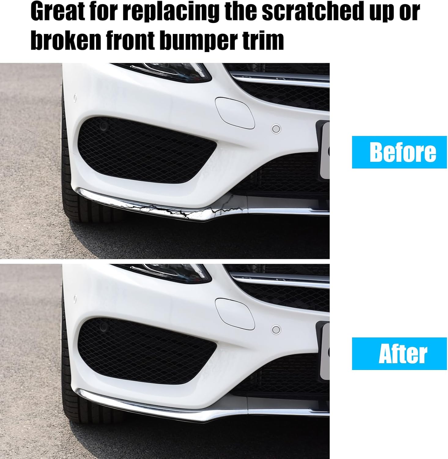 For Mercedes-Benz W205 Front Bumper Trim Molding 2015-2018. Right Front Bumper Lower Chrome Trim Replacement A2058851474 for Mercedes W205 C300 C400 C350 C63 AMG-LINE Sport Model-autoydsstore