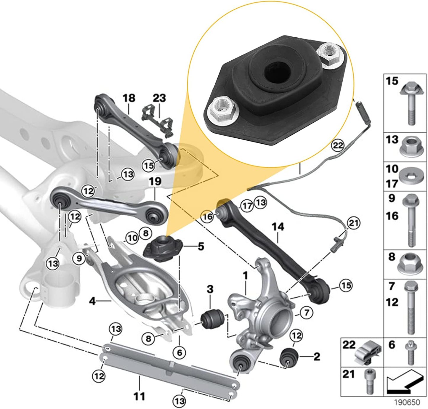 For BMW 1 3 Series Rear Upper and Lower Shock Mount Kit | YDSSTORE