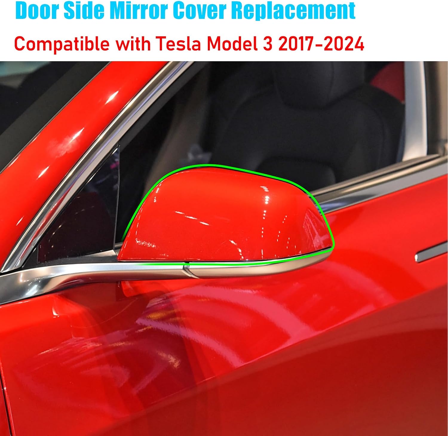 YDSSTORE Compatible with Tesla Model 3 Side Mirror Cover Replacement 2017 2018 2019 2020 2021 2022 2023 2024. Driver Side Rear View Mirror Cover. Door Mirror Cover Caps for Model 3 Accessories(Red)-autoydsstore