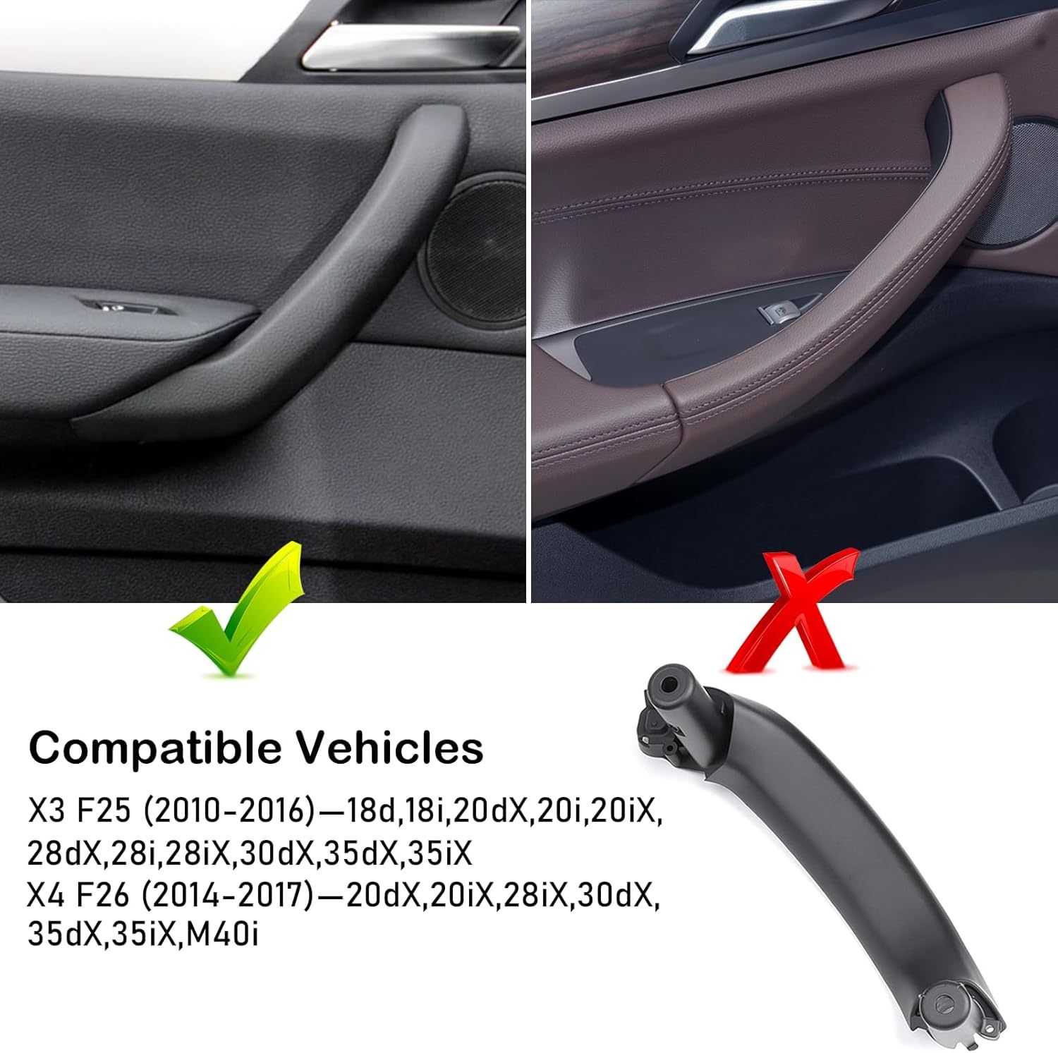 YDSSTORE  Compatible with BMW X3 F25/X4 F26 Door Handle. Upgraded Inner Door Pull Handle Replacement for X3 2010-2016. X4 2014-2017-autoydsstore