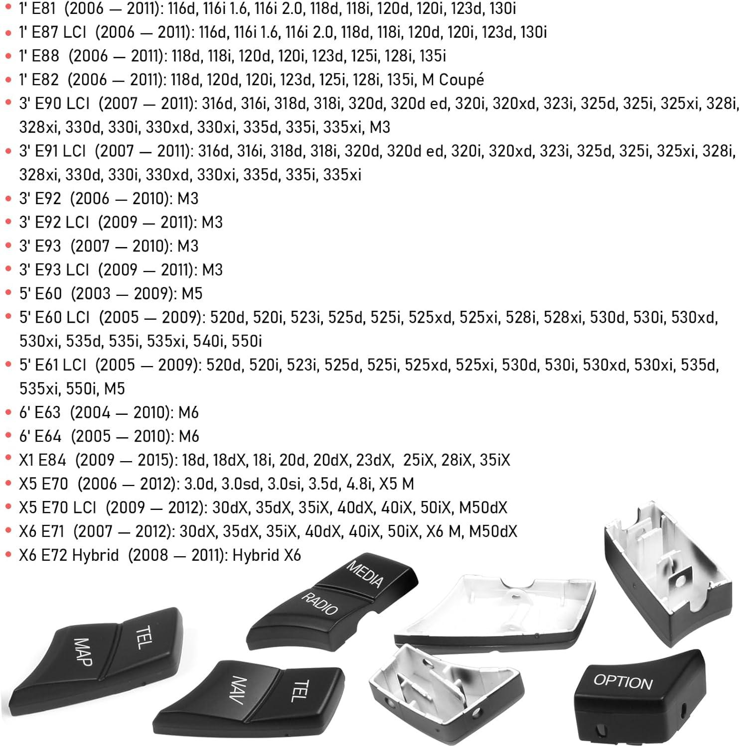 BMW iDrive Multimedia Control Button Replacement Kit (7PCS Set) – Compatible with BMW 1 Series E81 E82 E88. 3 Series E90 E92 E93. 5 Series E60 E61. 6 Series E63 E64. X1 E84. X5 E70. X6 E71-autoydsstore