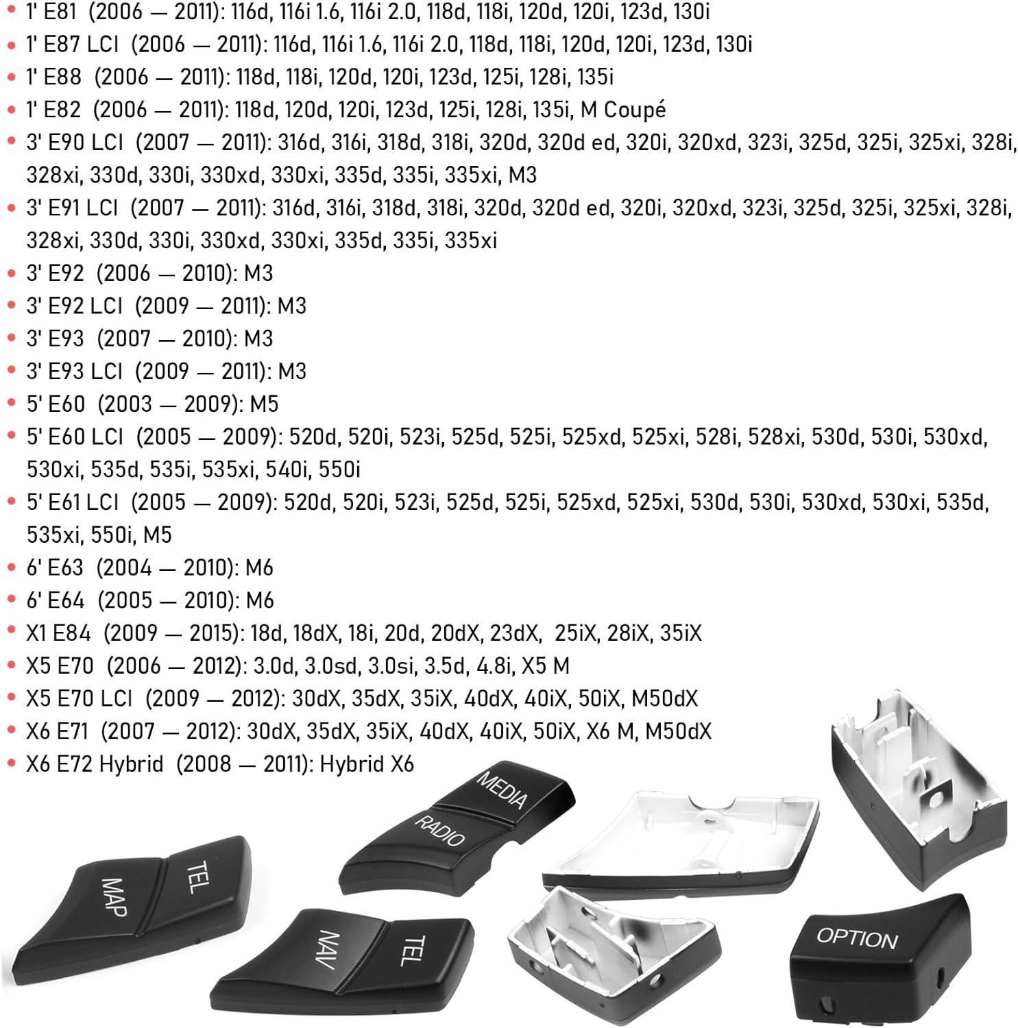 BMW iDrive Multimedia Control Button Replacement Kit (7PCS Set) – Compatible with BMW 1 Series E81 E82 E88. 3 Series E90 E92 E93. 5 Series E60 E61. 6 Series E63 E64. X1 E84. X5 E70. X6 E71-autoydsstore