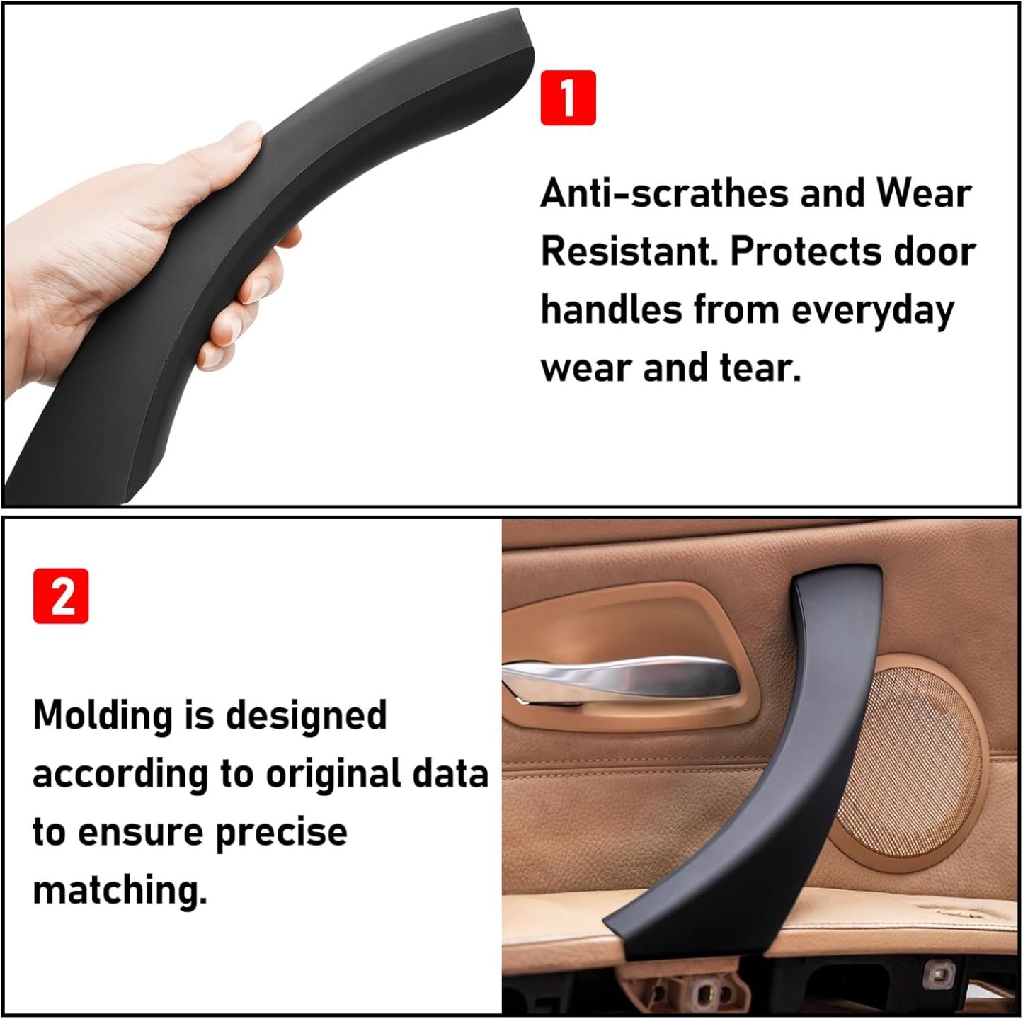 For BMW 3 E90/E91 Door Handle Covers. 6PCS Door Pull Handle Cover Left and Right Passenger (Black) |YDSSTORE-autoydsstore