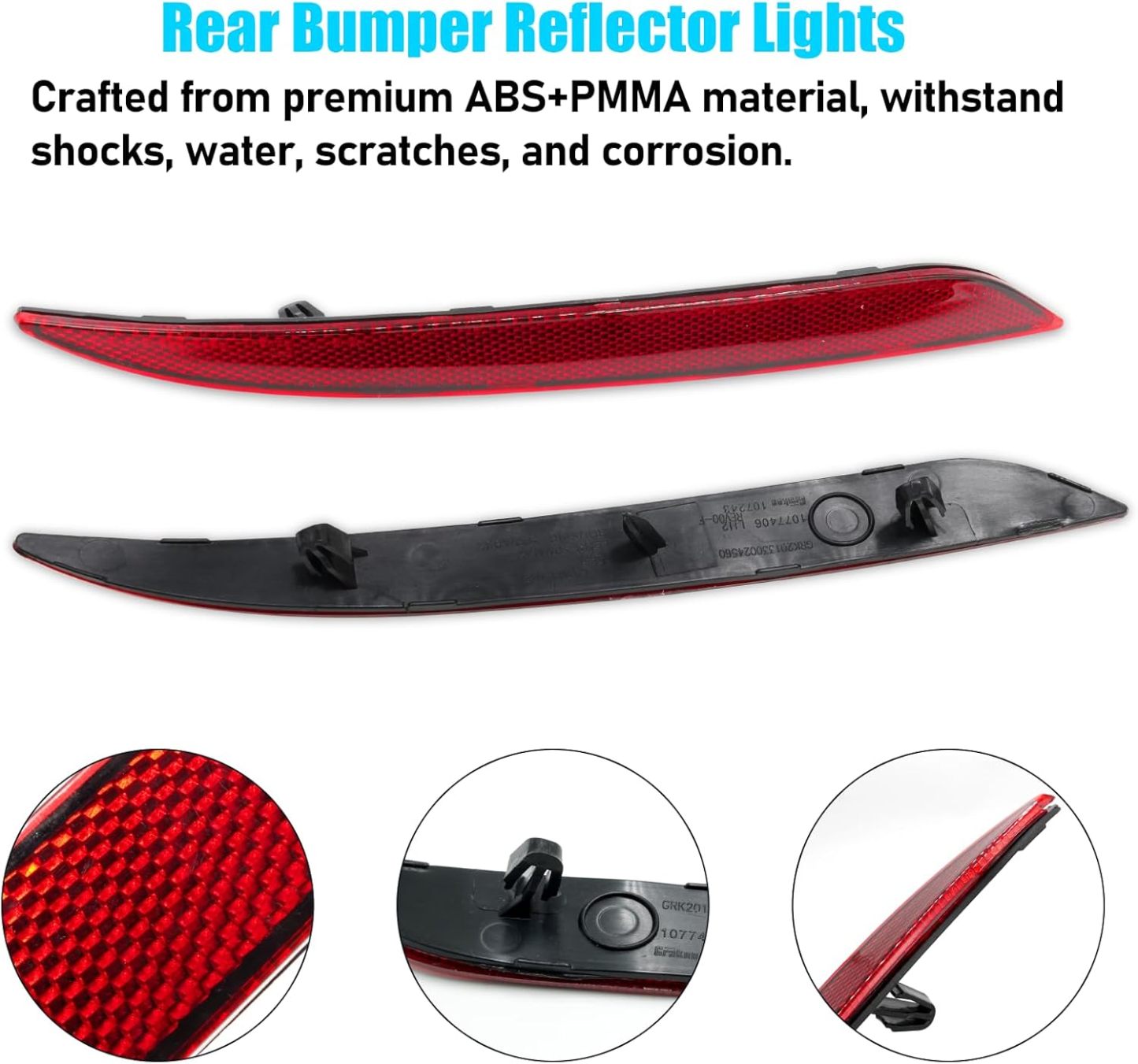 YDSSTORE Compatible with Tesla Mode 3 Rear Bumper Reflector Lights 2017-2023. Left & Right Rear Bumper Red Marker Trim. Bumper Reflector Light Replacement for Model 3 Back Bumper Tail Reflector-autoydsstore